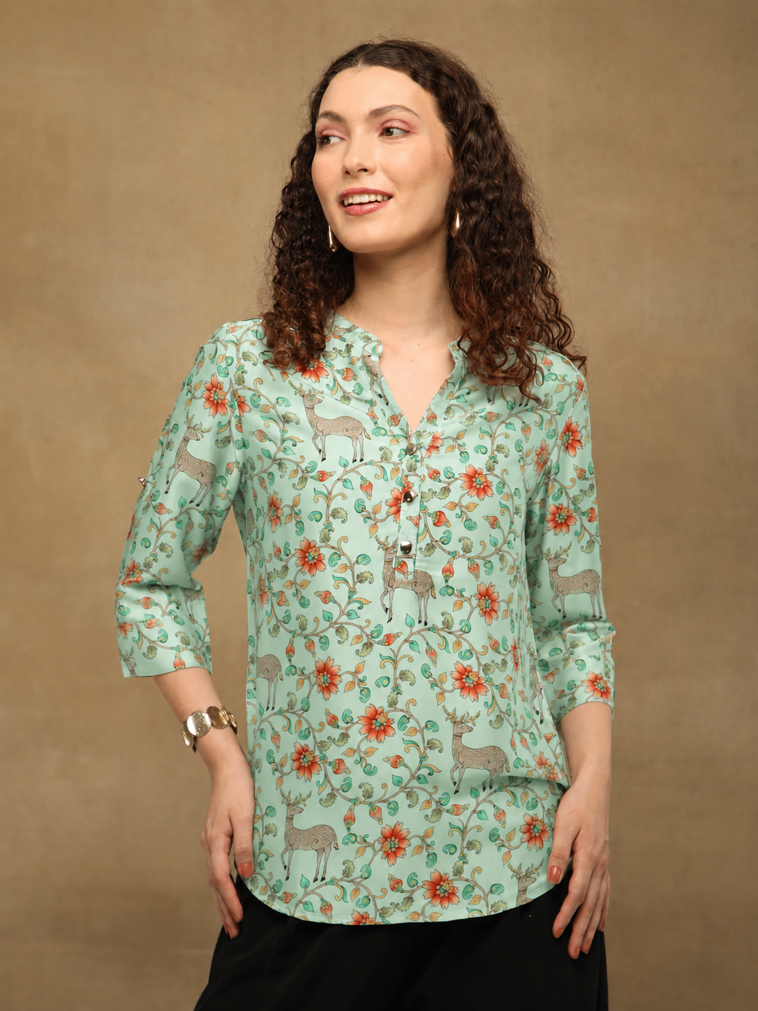 Mint Deer Print Top (Copy)