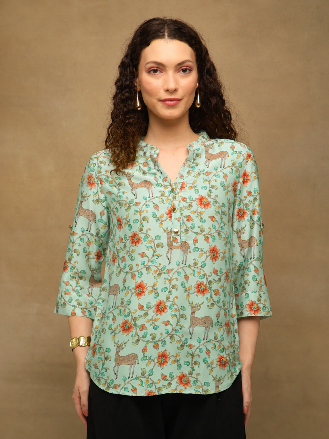 Mint Deer Print Top (Copy)