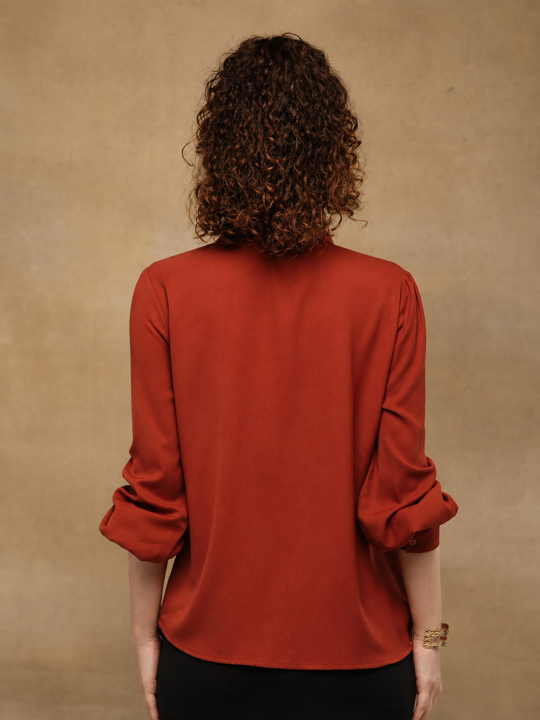 Sienna Brown Linear Crystal Tie-up Shirt (Copy)