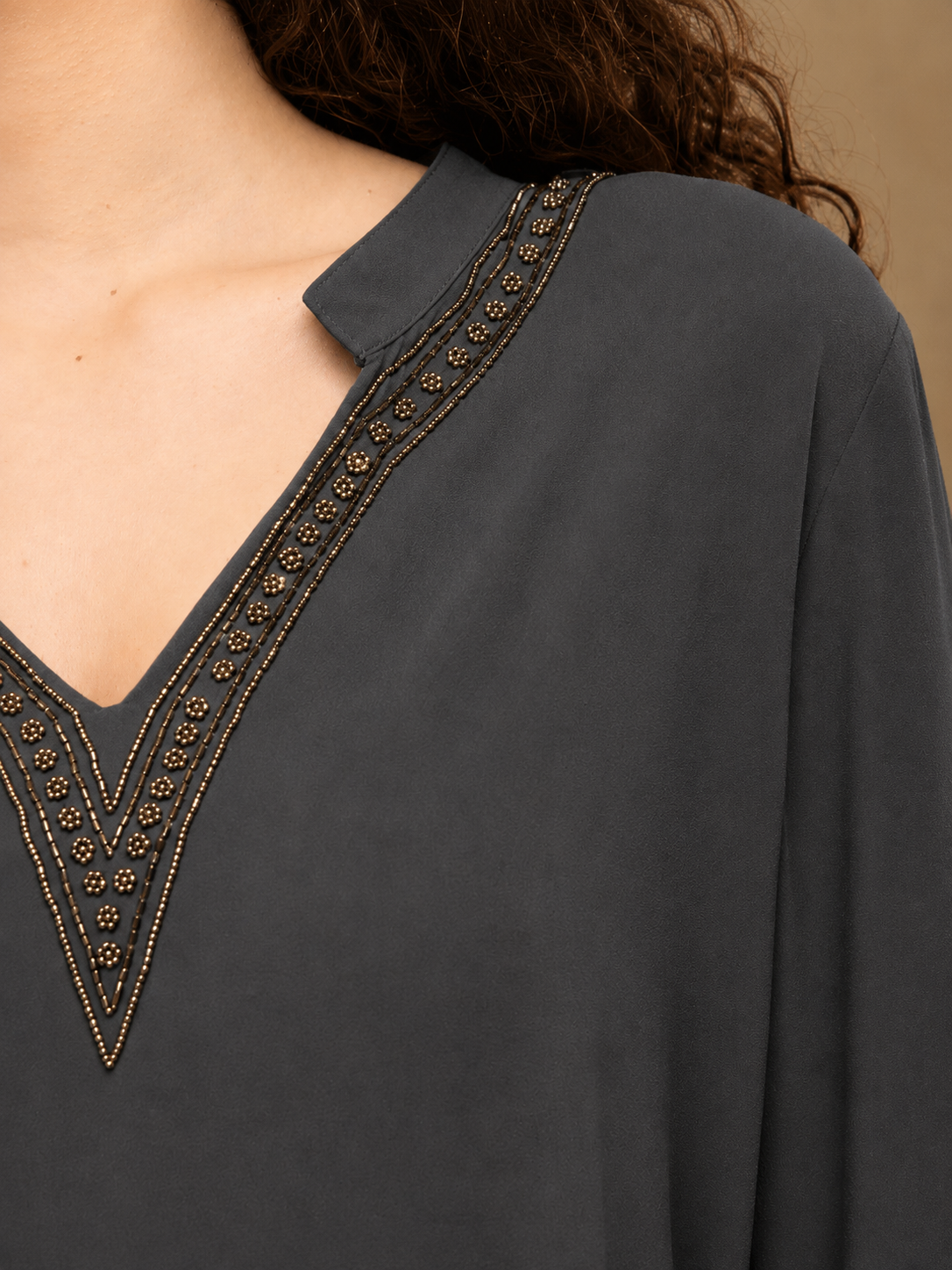Dark Grey Embellished Top