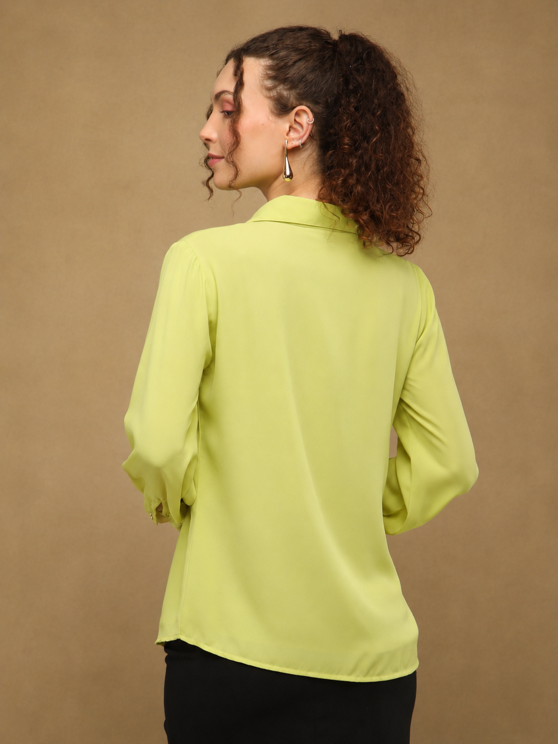 Golden Petals Lime Green Shirt