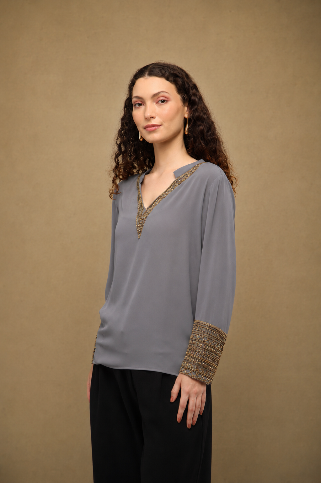 Charcoal Embellished Top