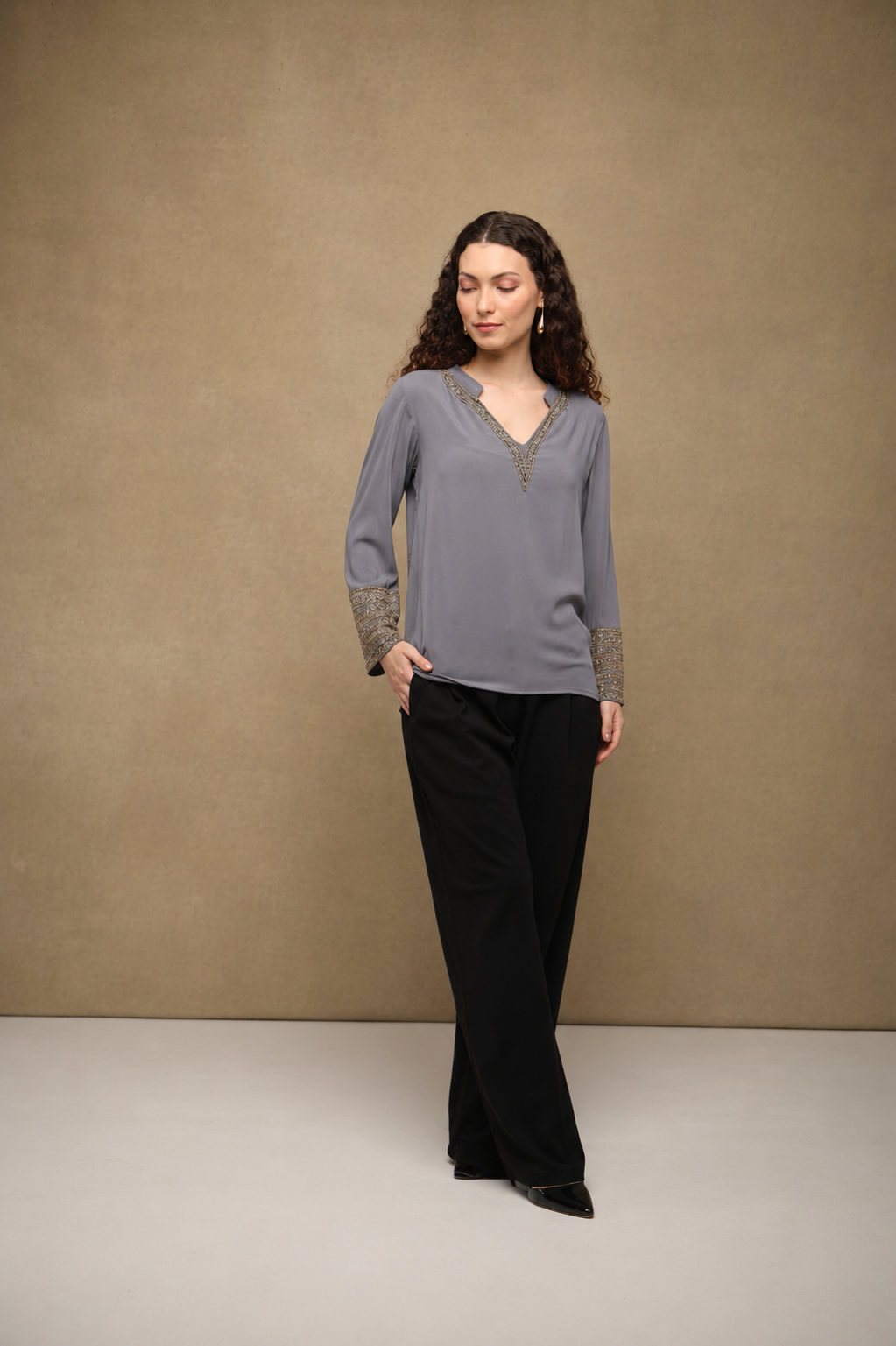 Charcoal Embellished Top