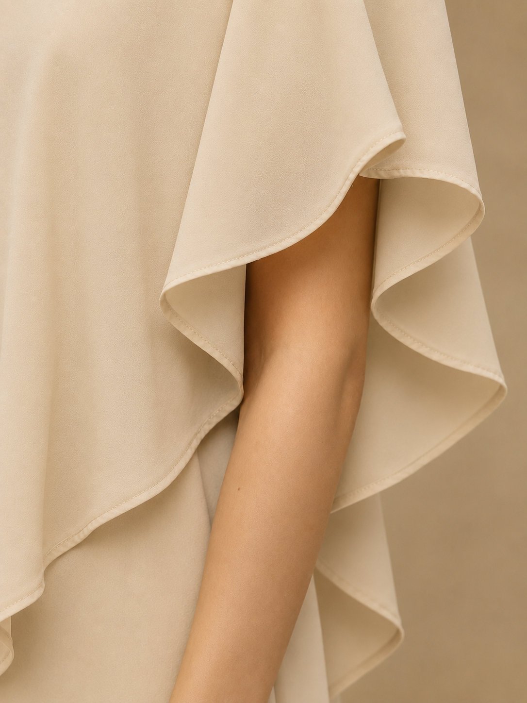 Beige Embellished  Poncho