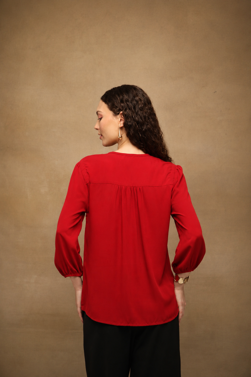 Crystal Round Neck Red Top