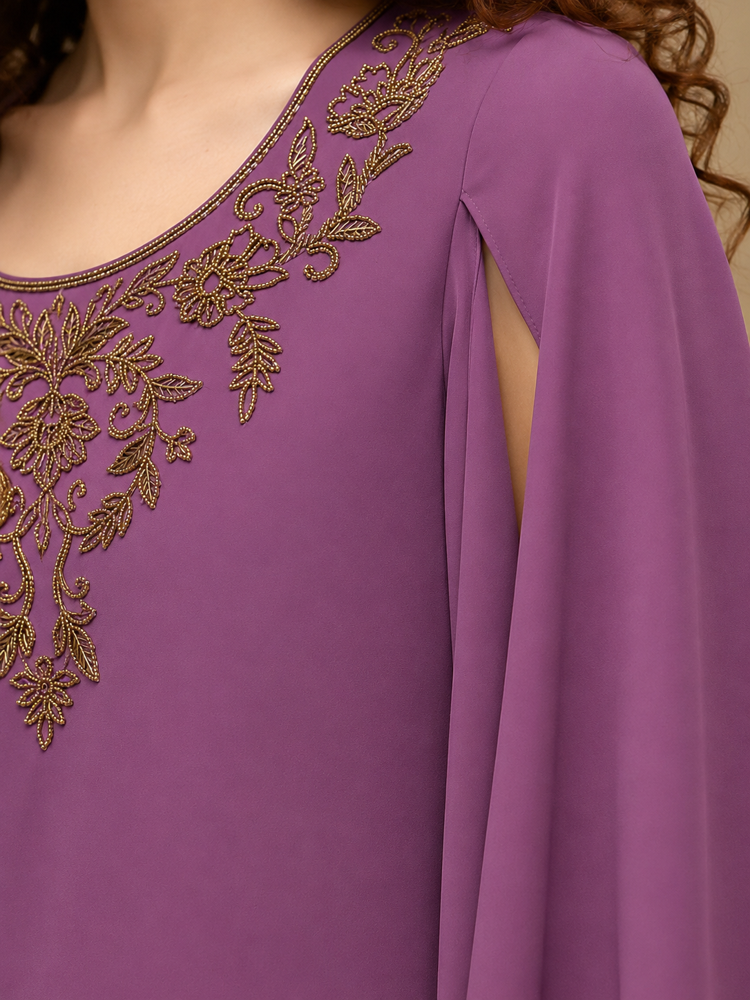 Purple Drape Embroidered Top