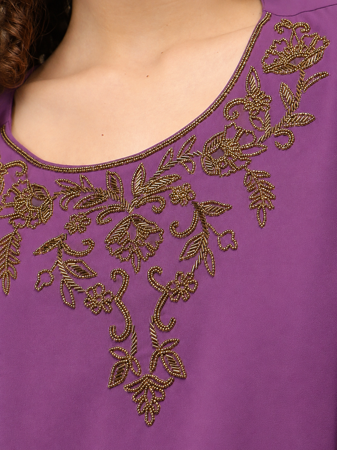 Purple Drape Embroidered Top