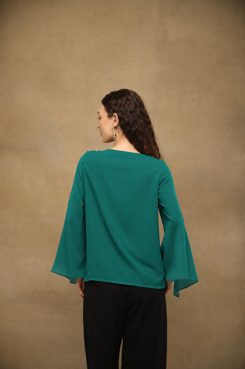 Green Drape Embroidered Top