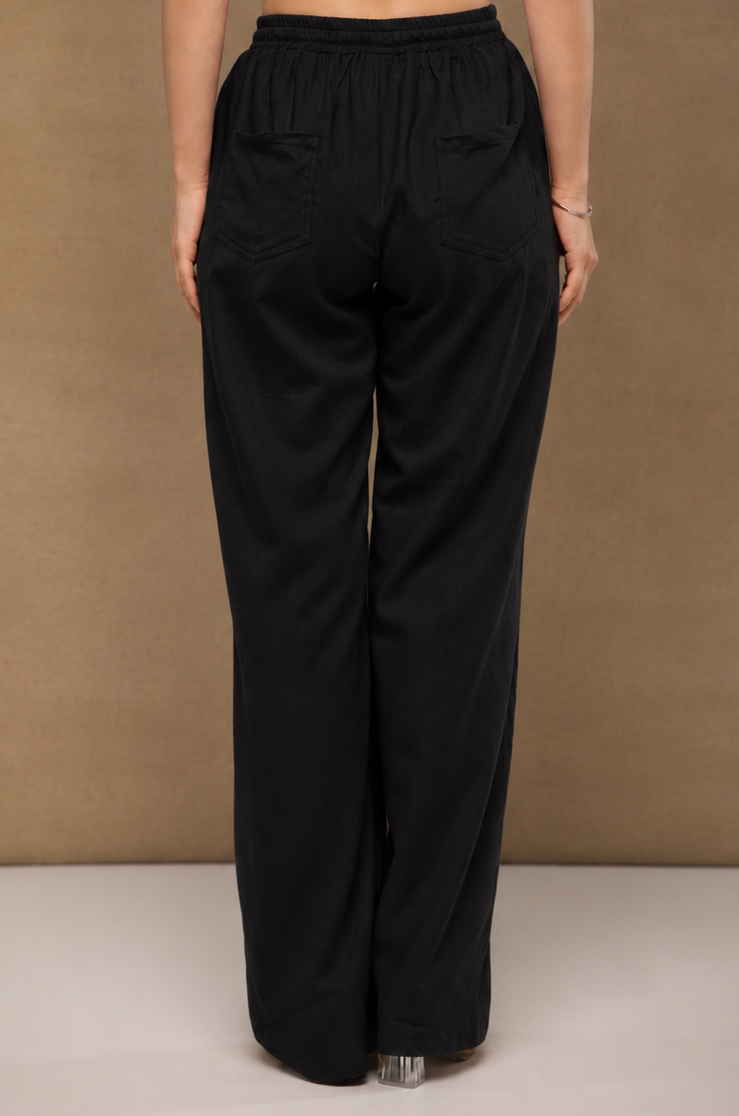 Black Drawstring Linen Pants
