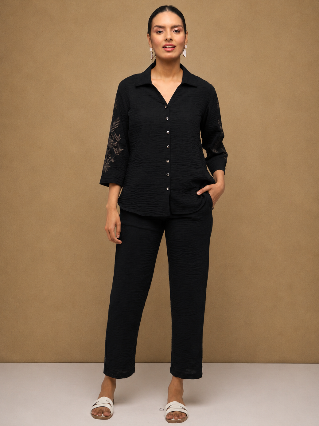 Black Embroidered Shirt