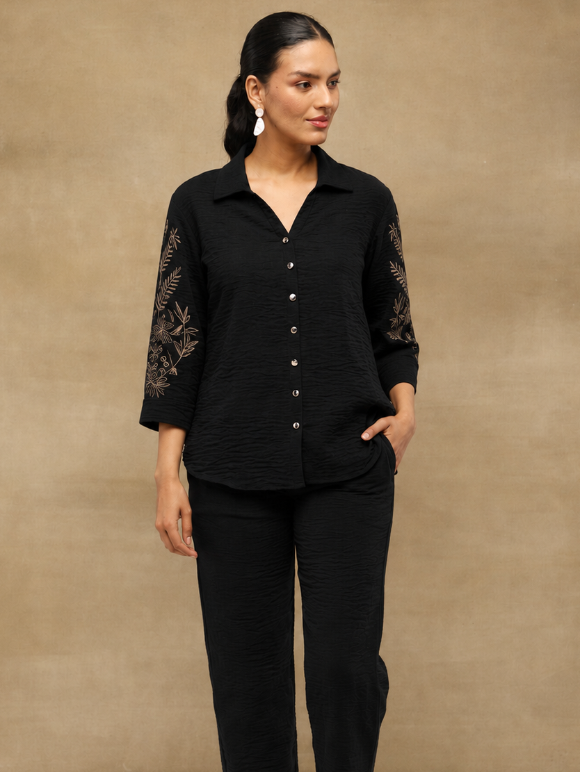 Black Embroidered Shirt