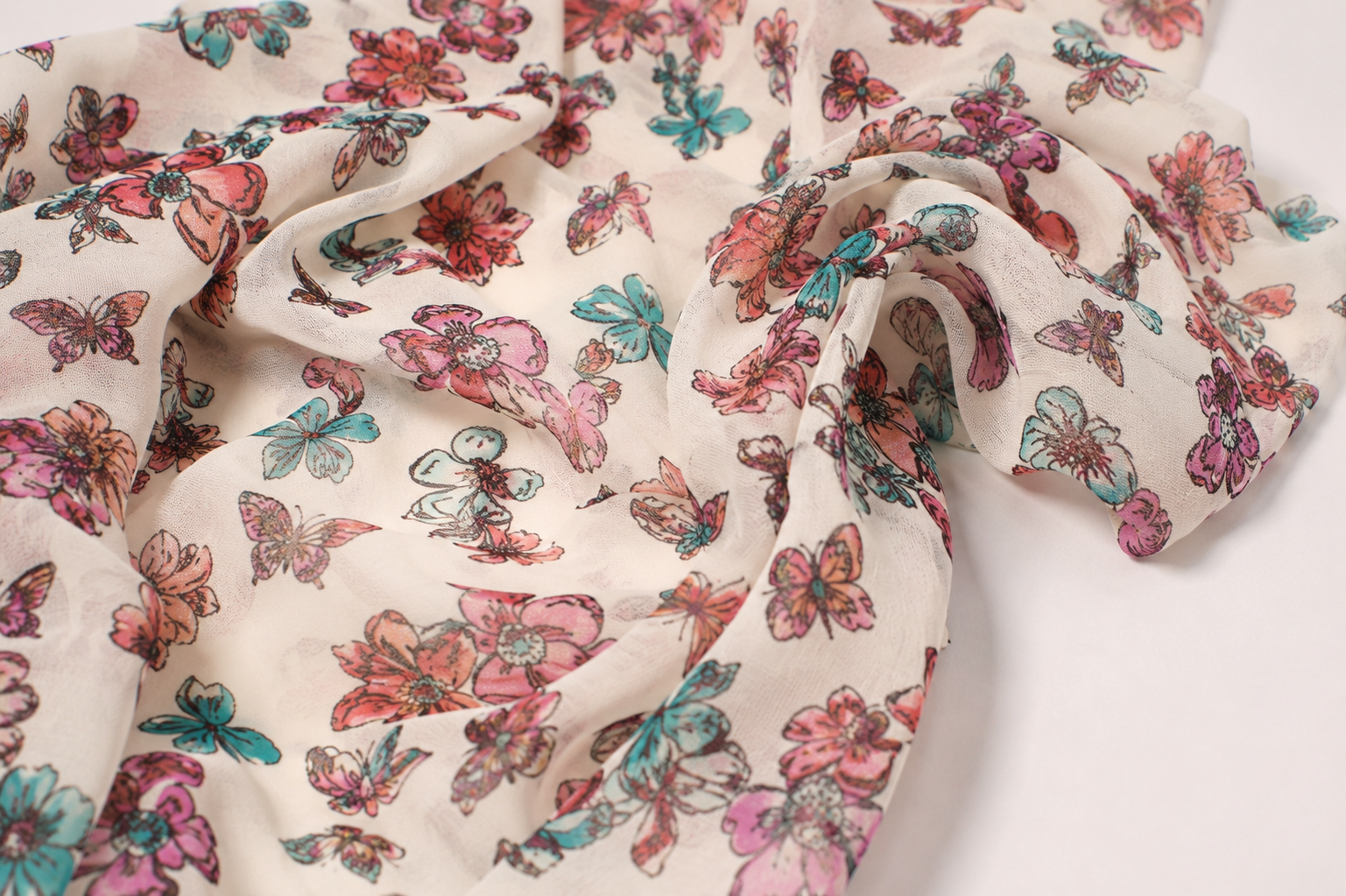 White Floral Scarf