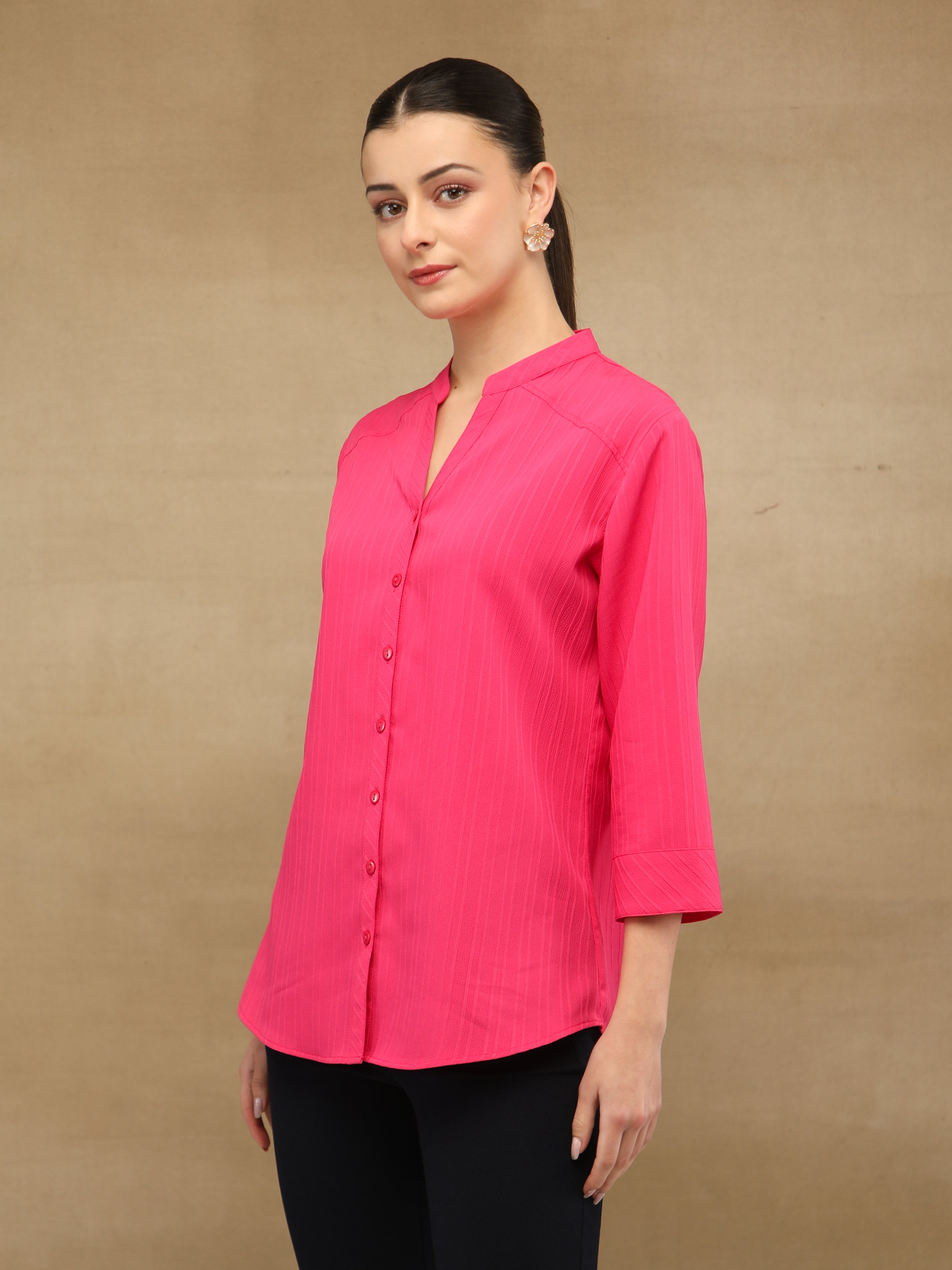 Textured Stripe Pink Shirt
