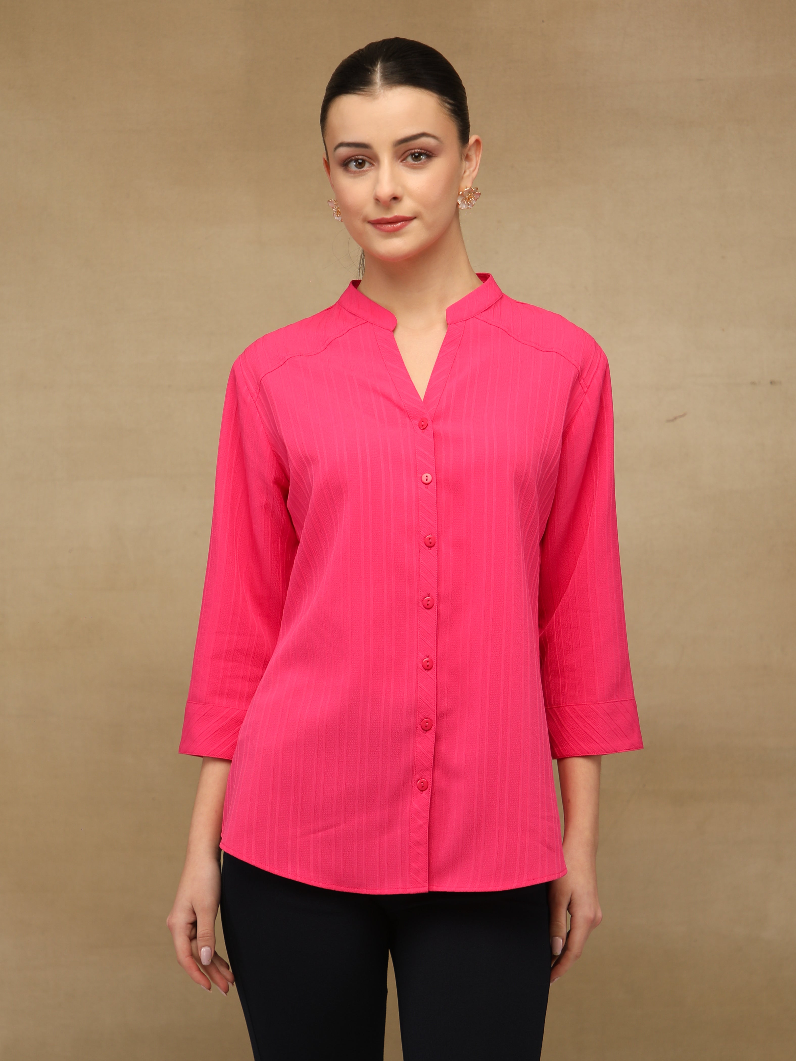 Textured Stripe Pink Shirt