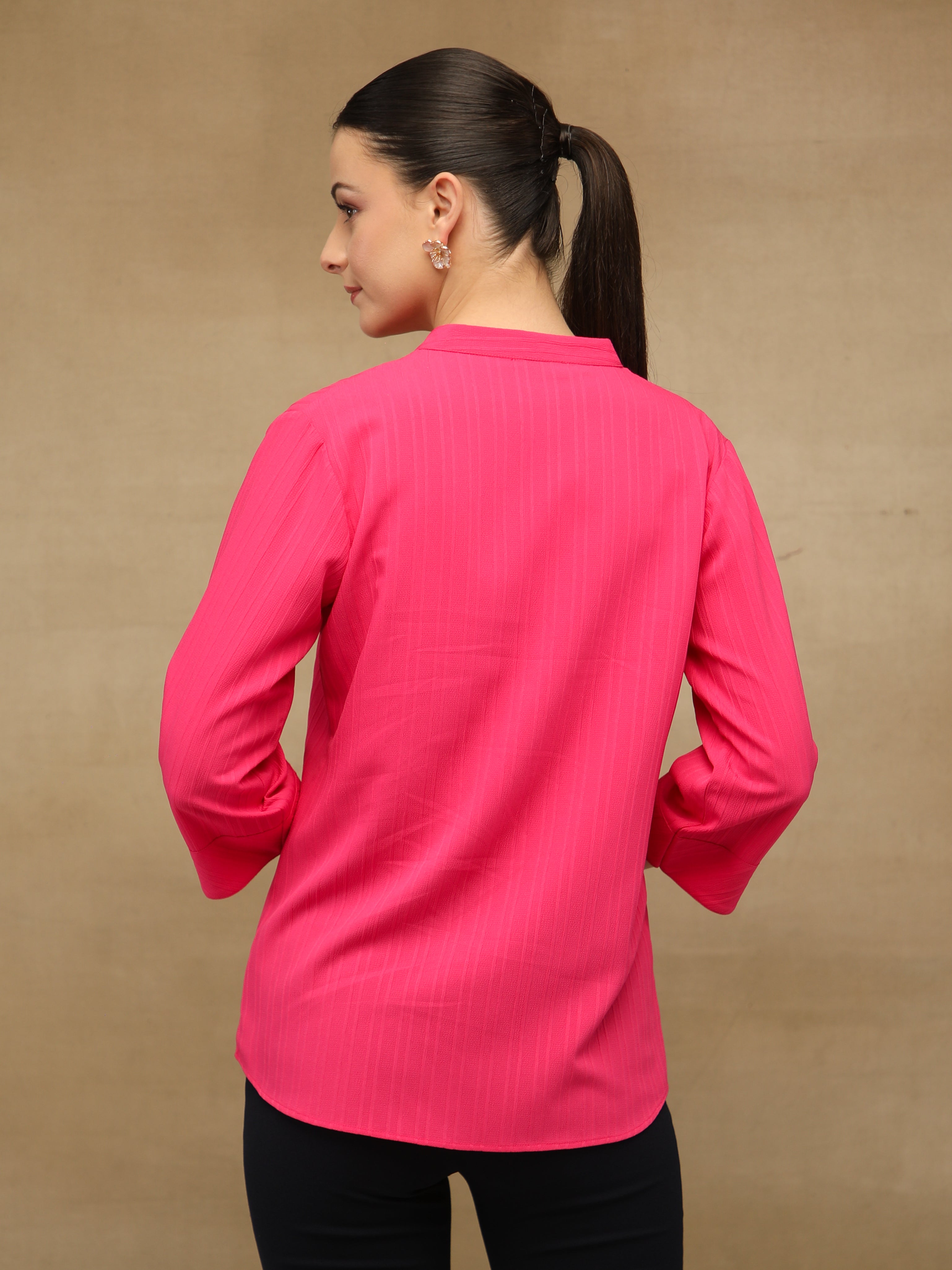 Textured Stripe Pink Shirt