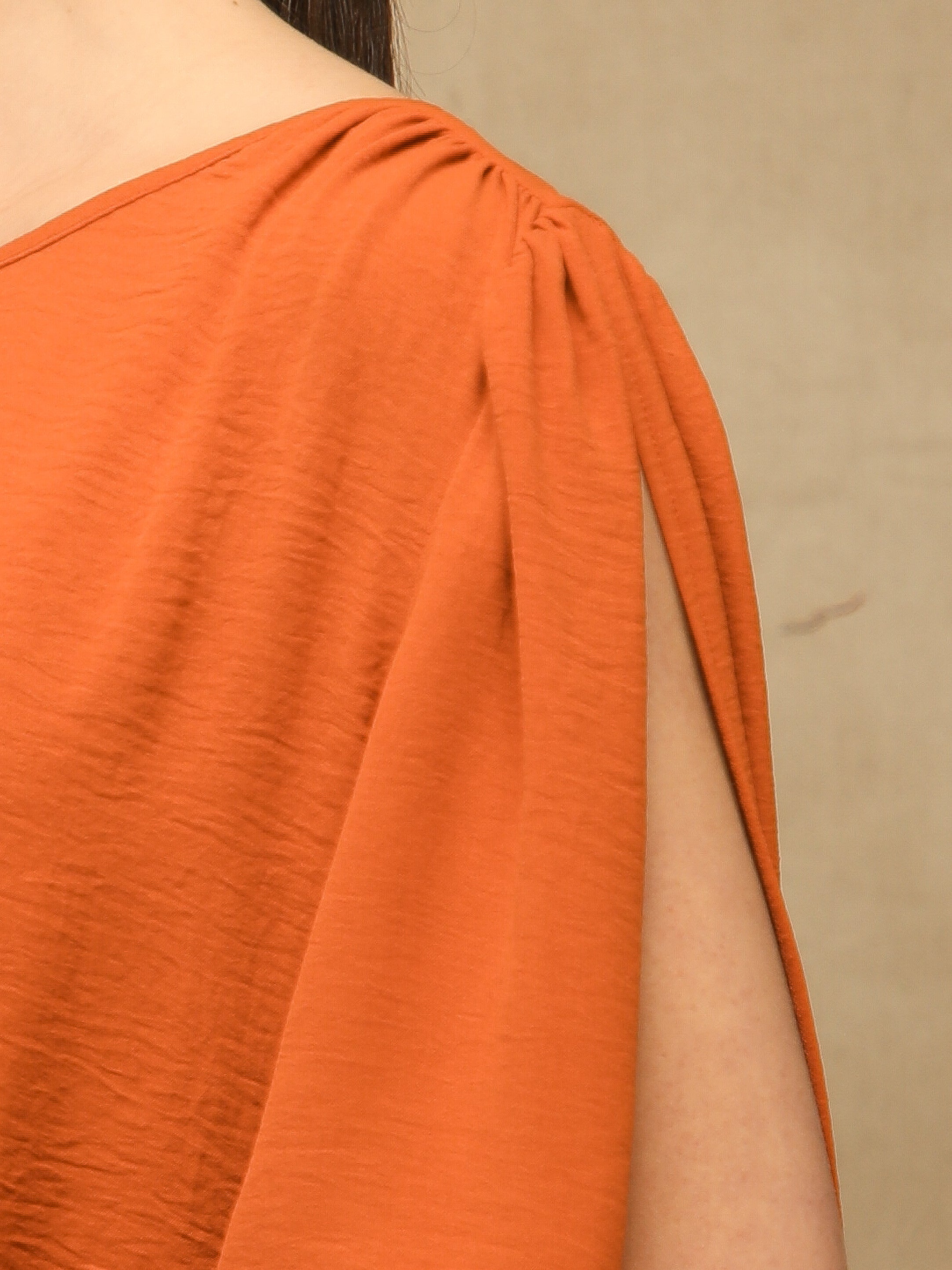 Rust Slit Sleeve Top