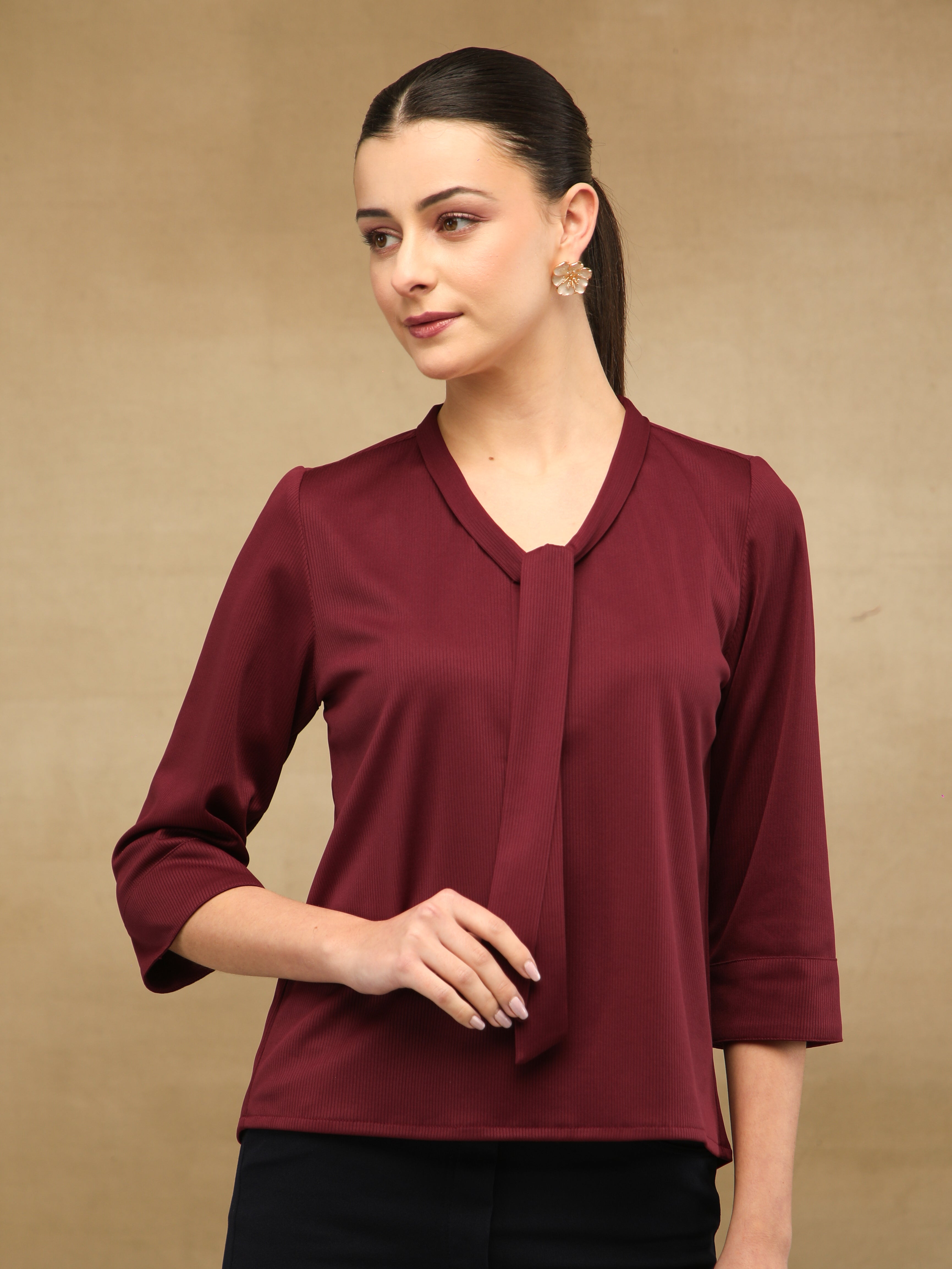 Front Tie Wine Top