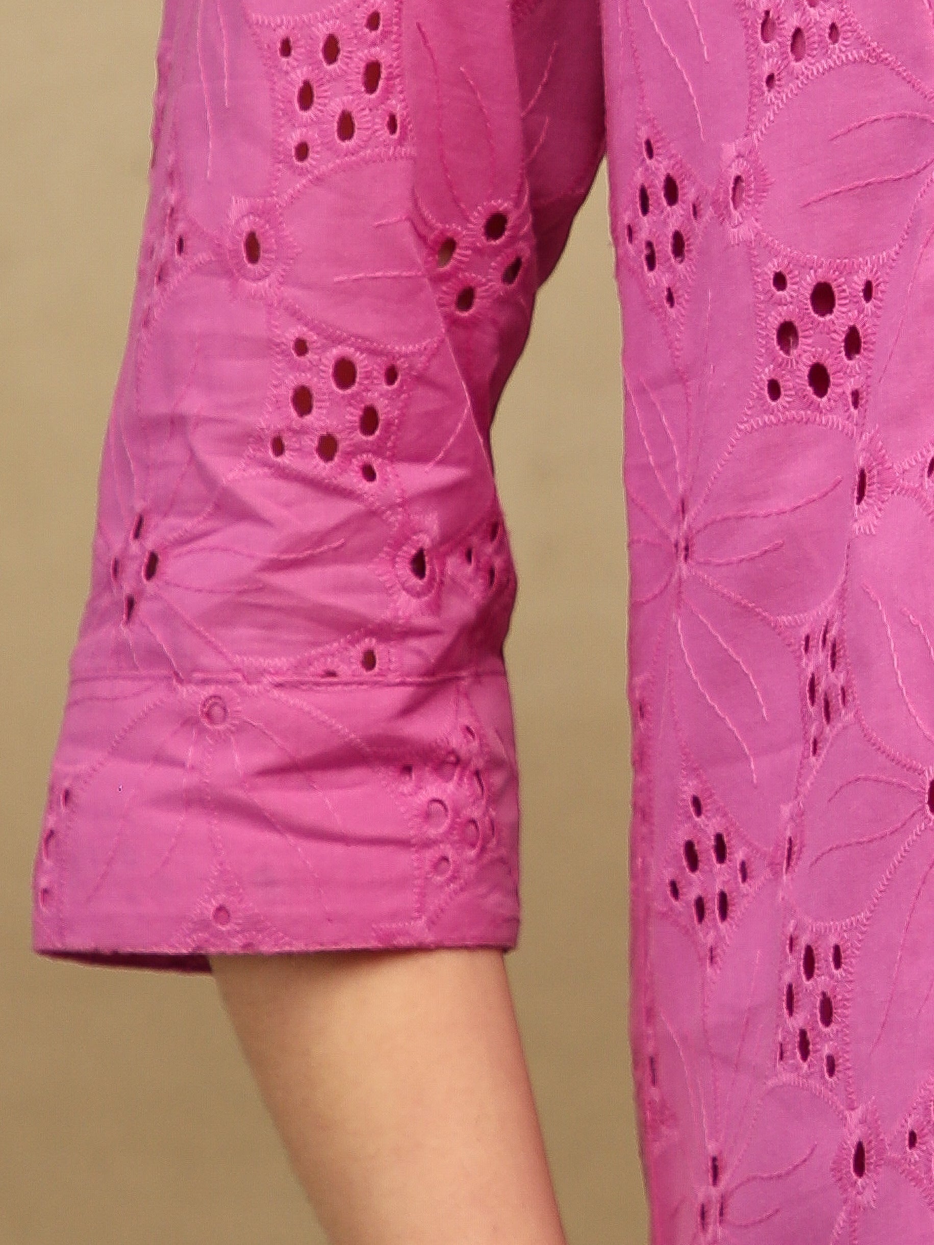 Magenta Schiffli Shirt