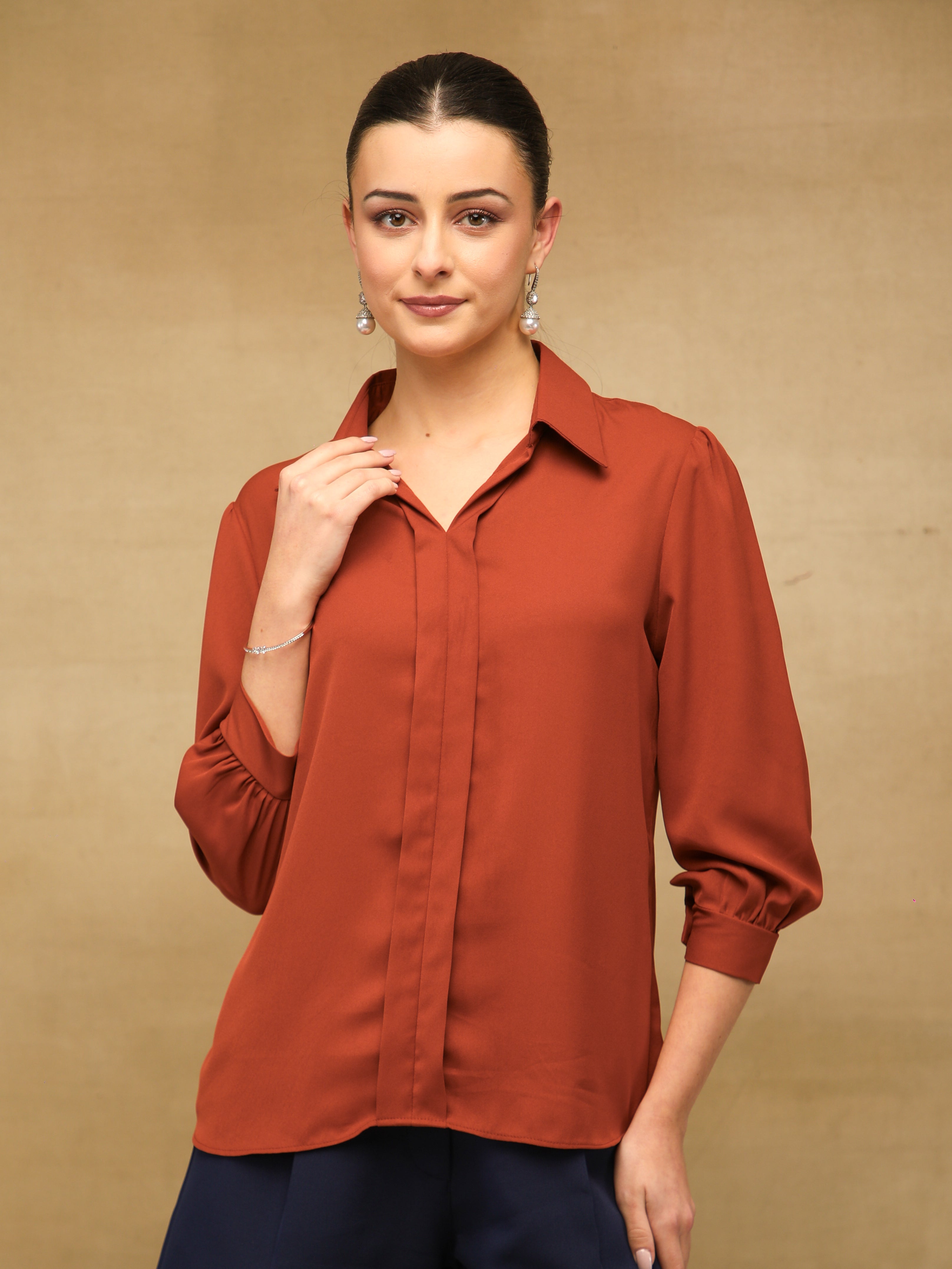Rust Placket Top