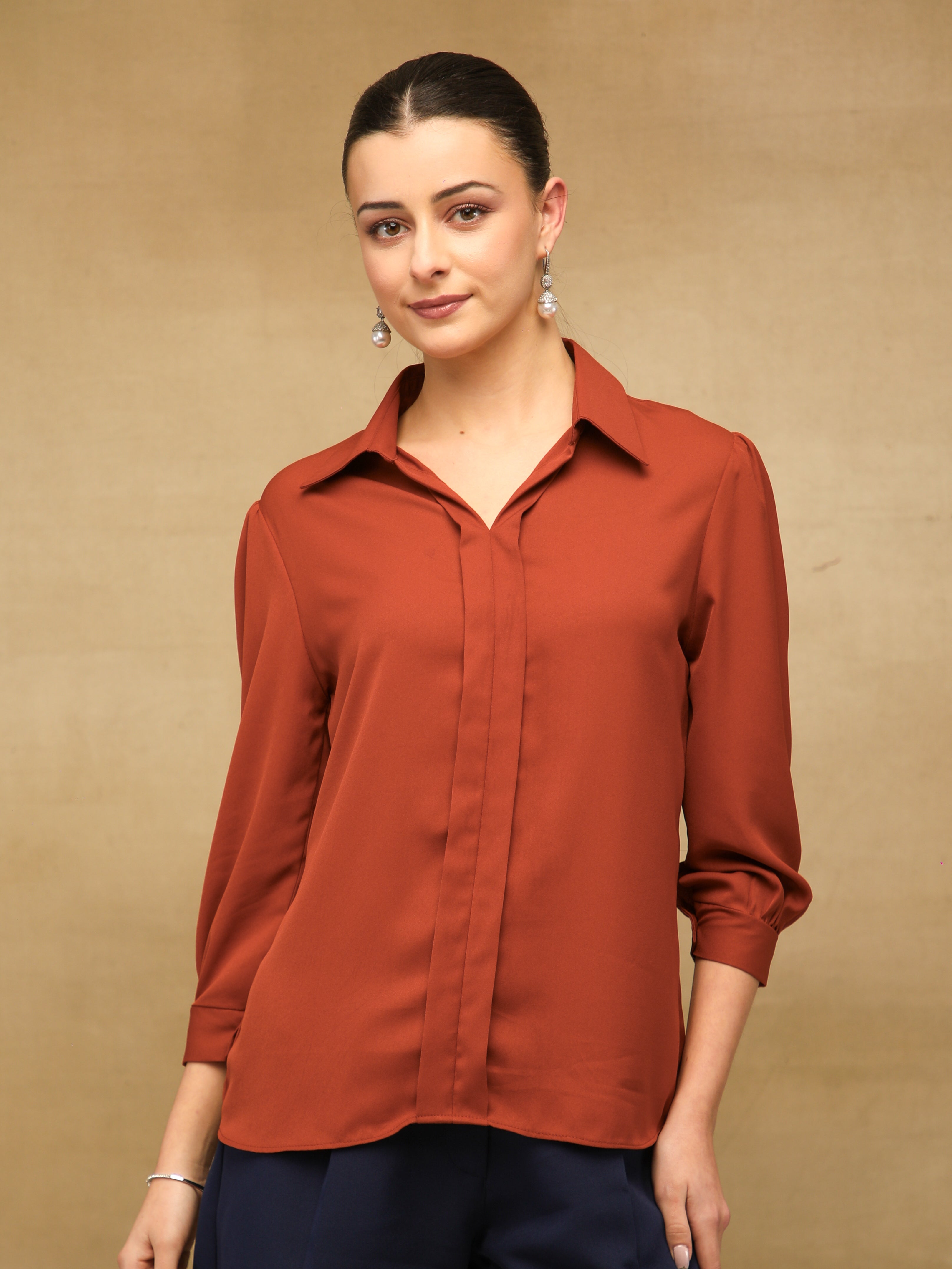 Rust Placket Top