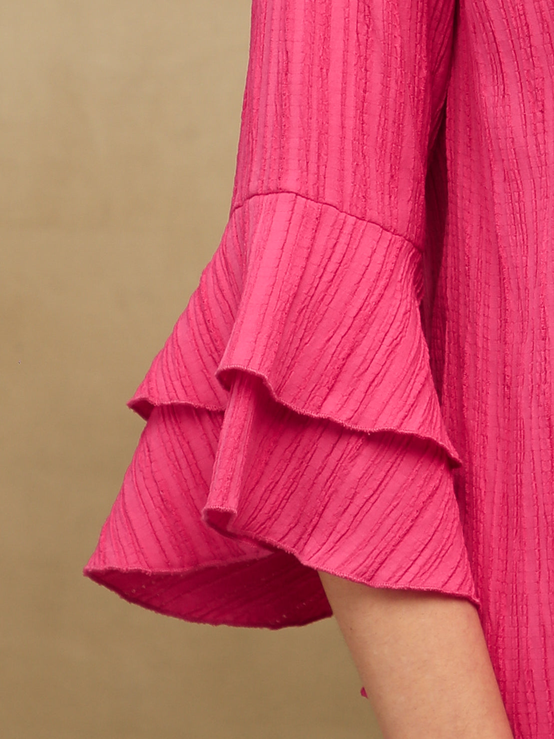 Pleated Bell Sleeve Magenta Top