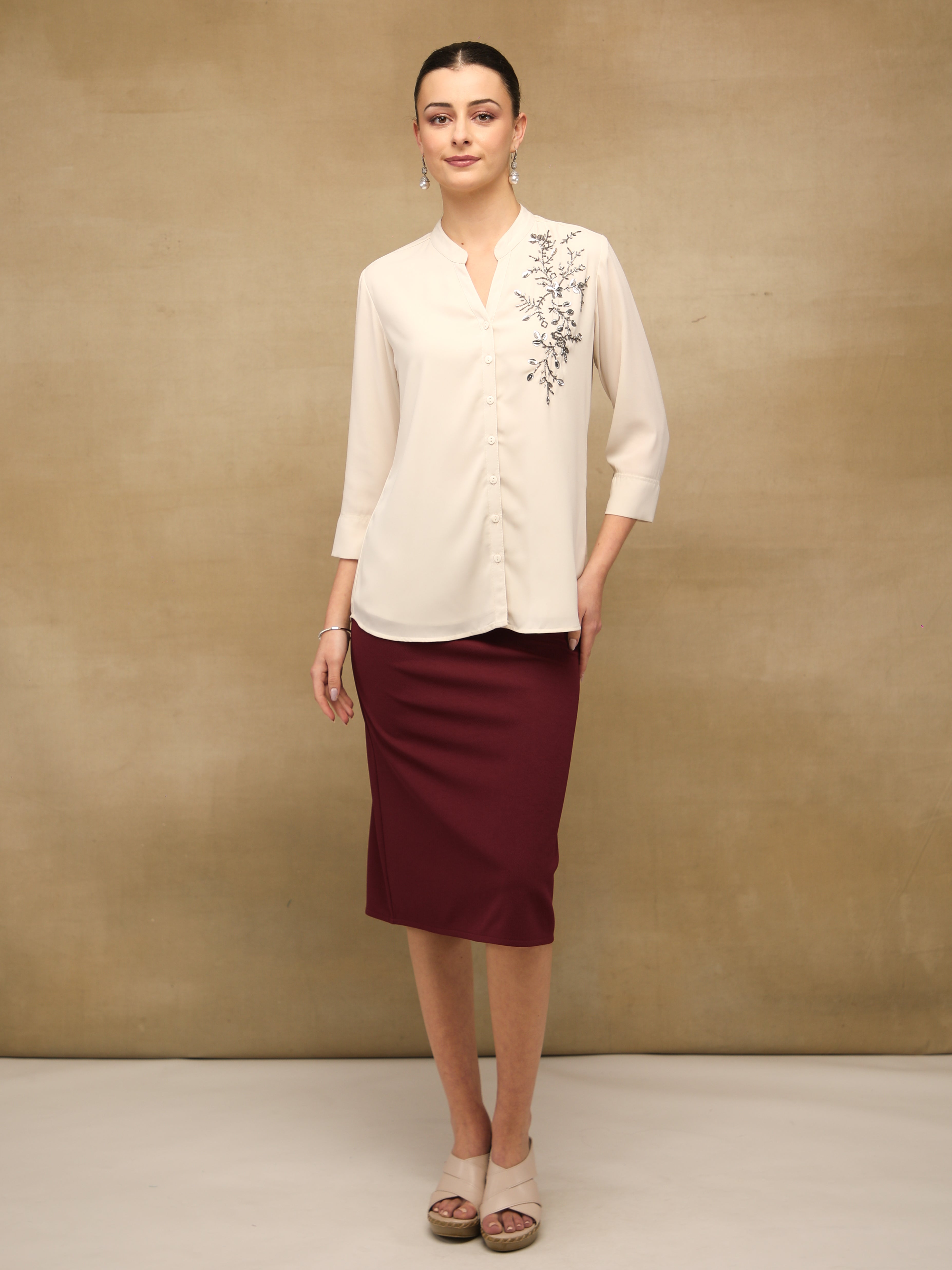 Maroon Midi Skirt