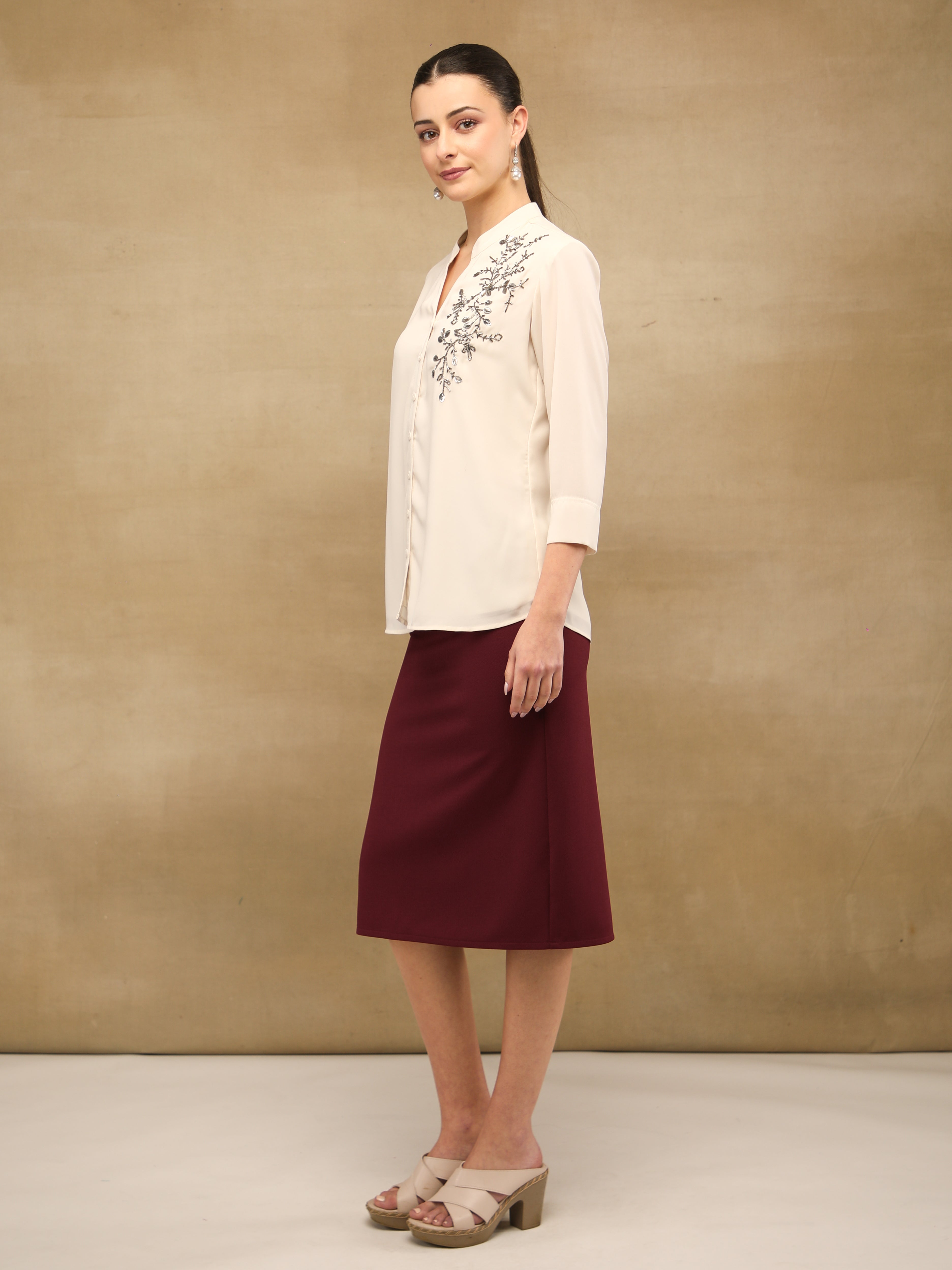 Maroon Midi Skirt