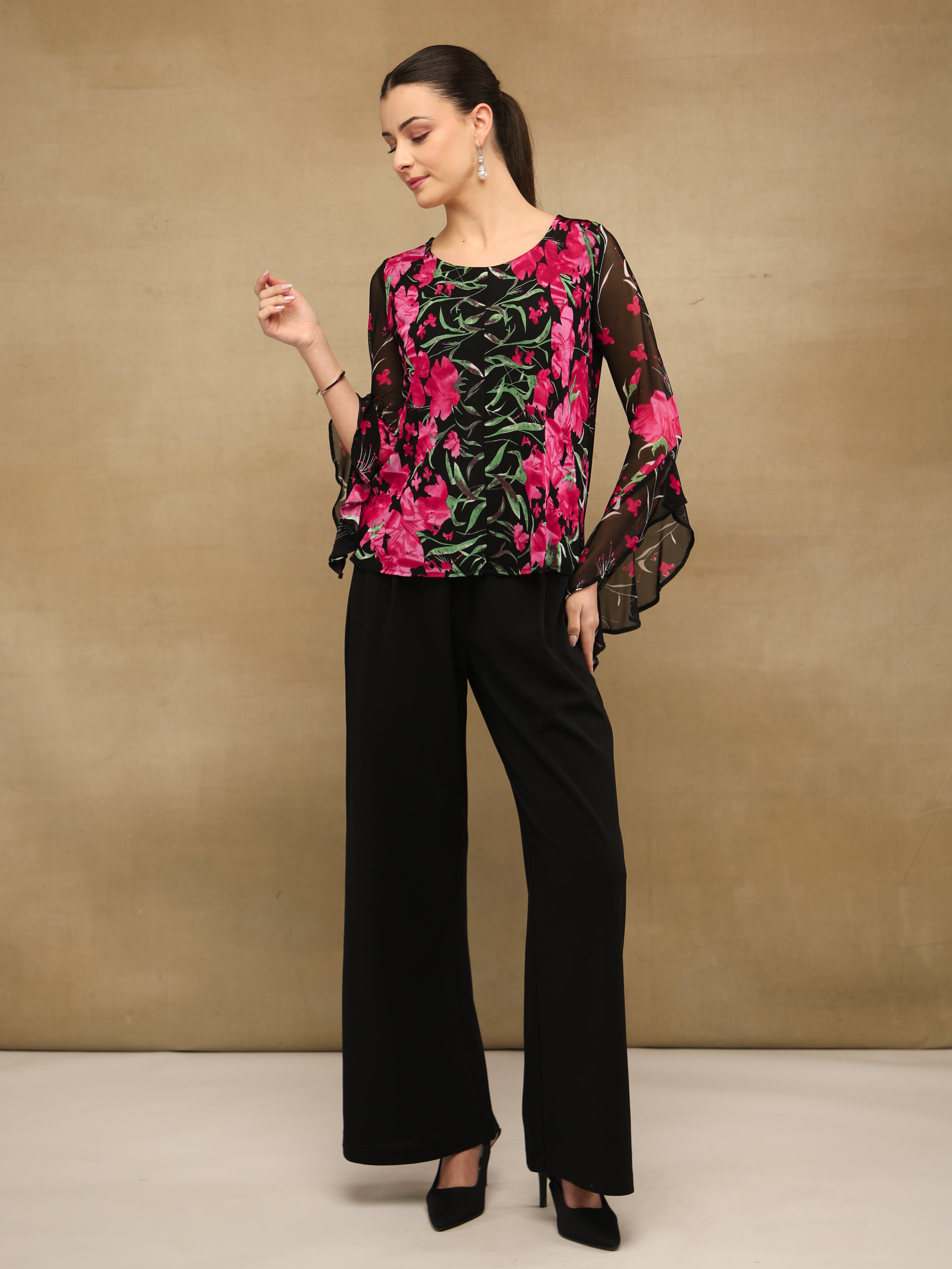 Fuchsia Bell Sleeve Top