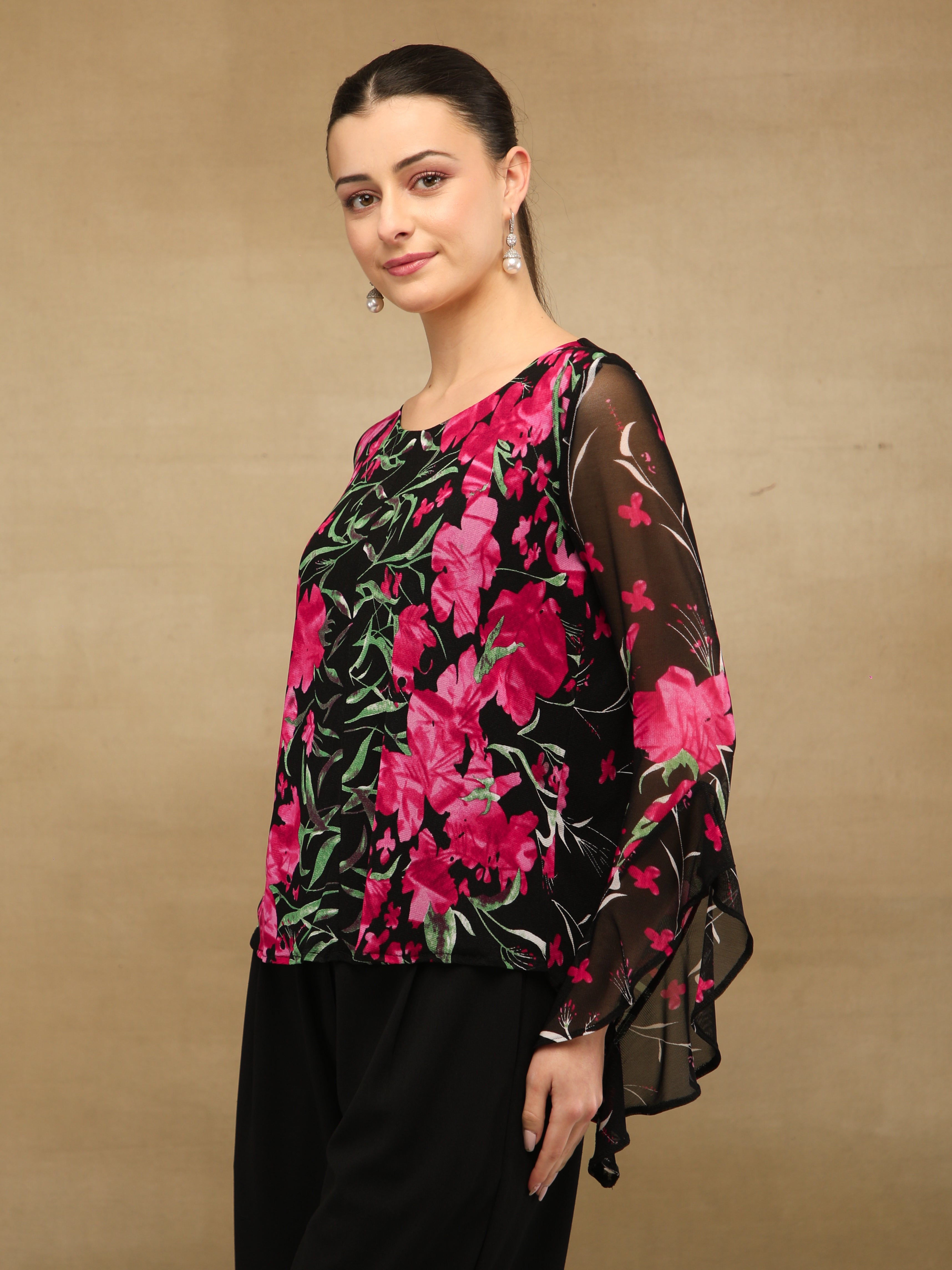 Fuchsia Bell Sleeve Top