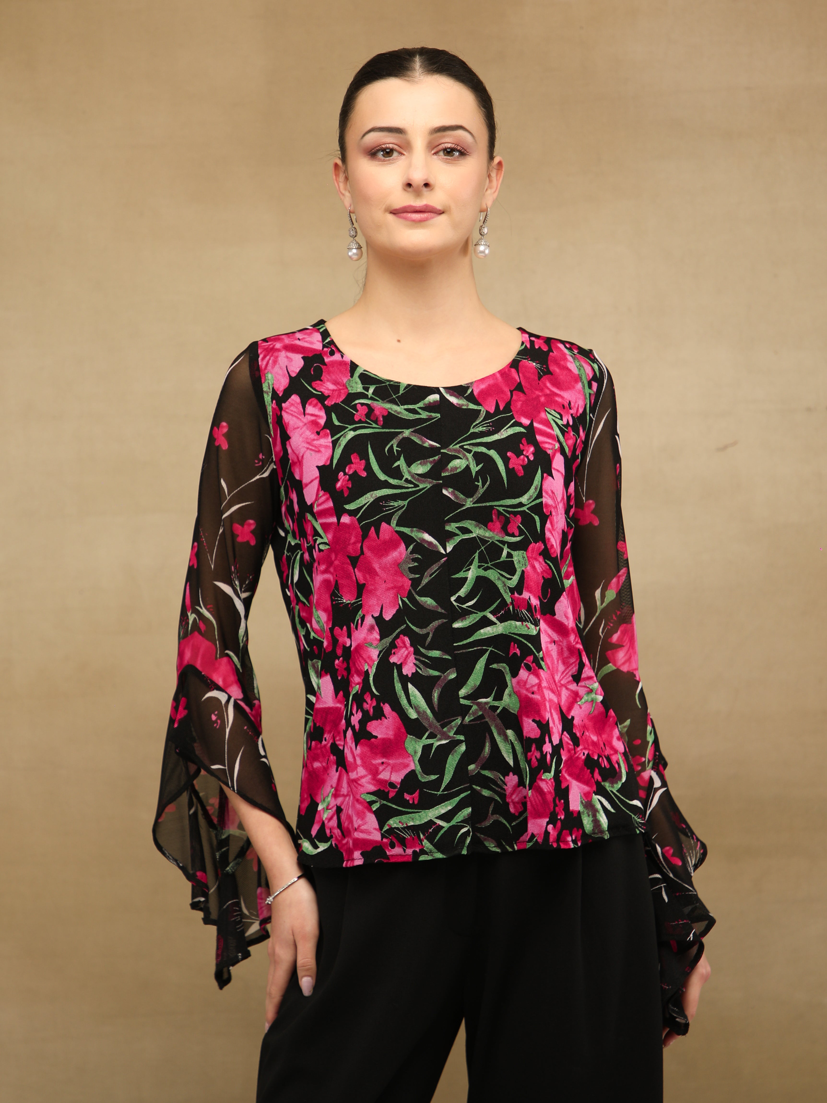 Fuchsia Bell Sleeve Top