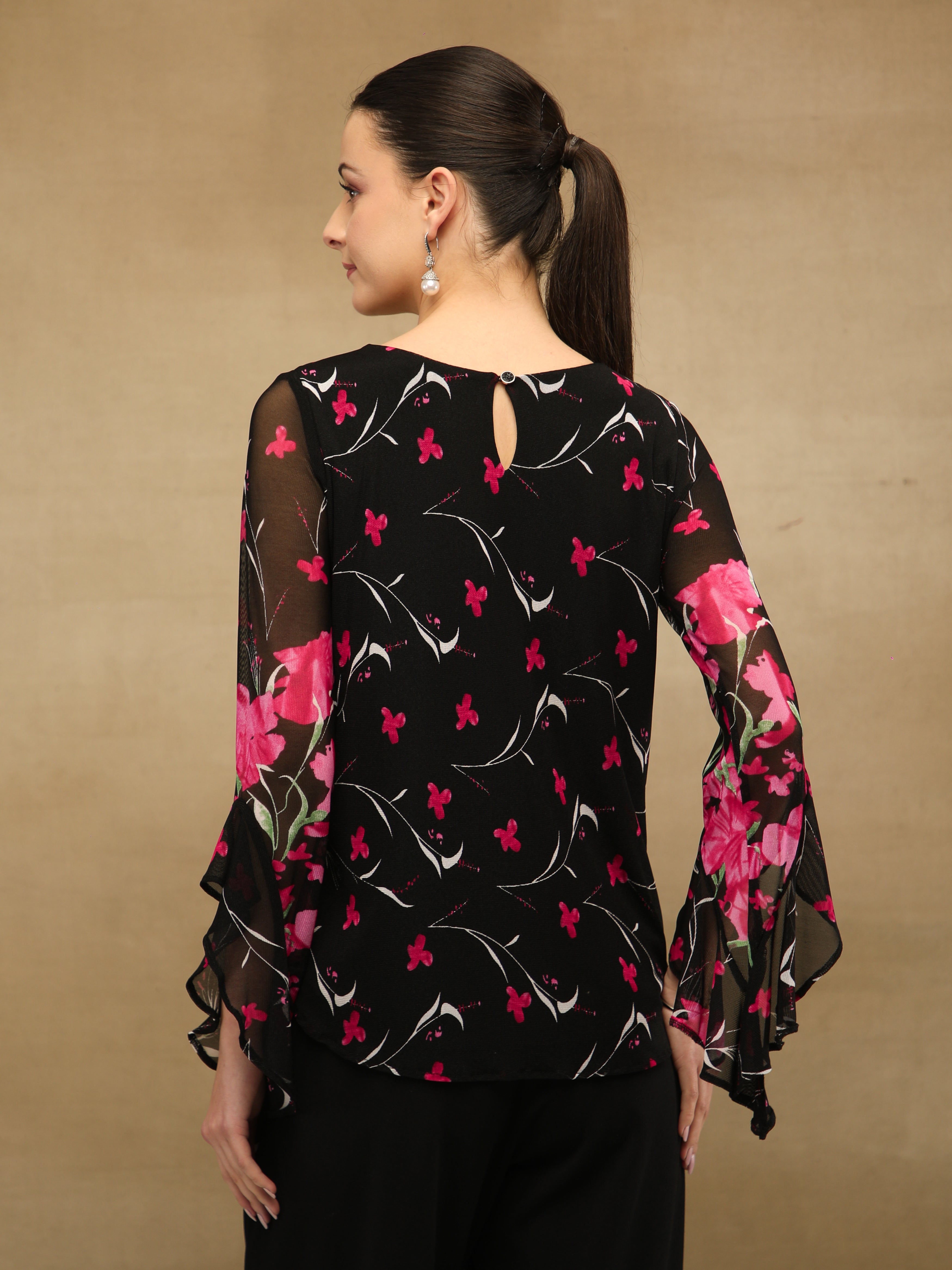 Fuchsia Bell Sleeve Top