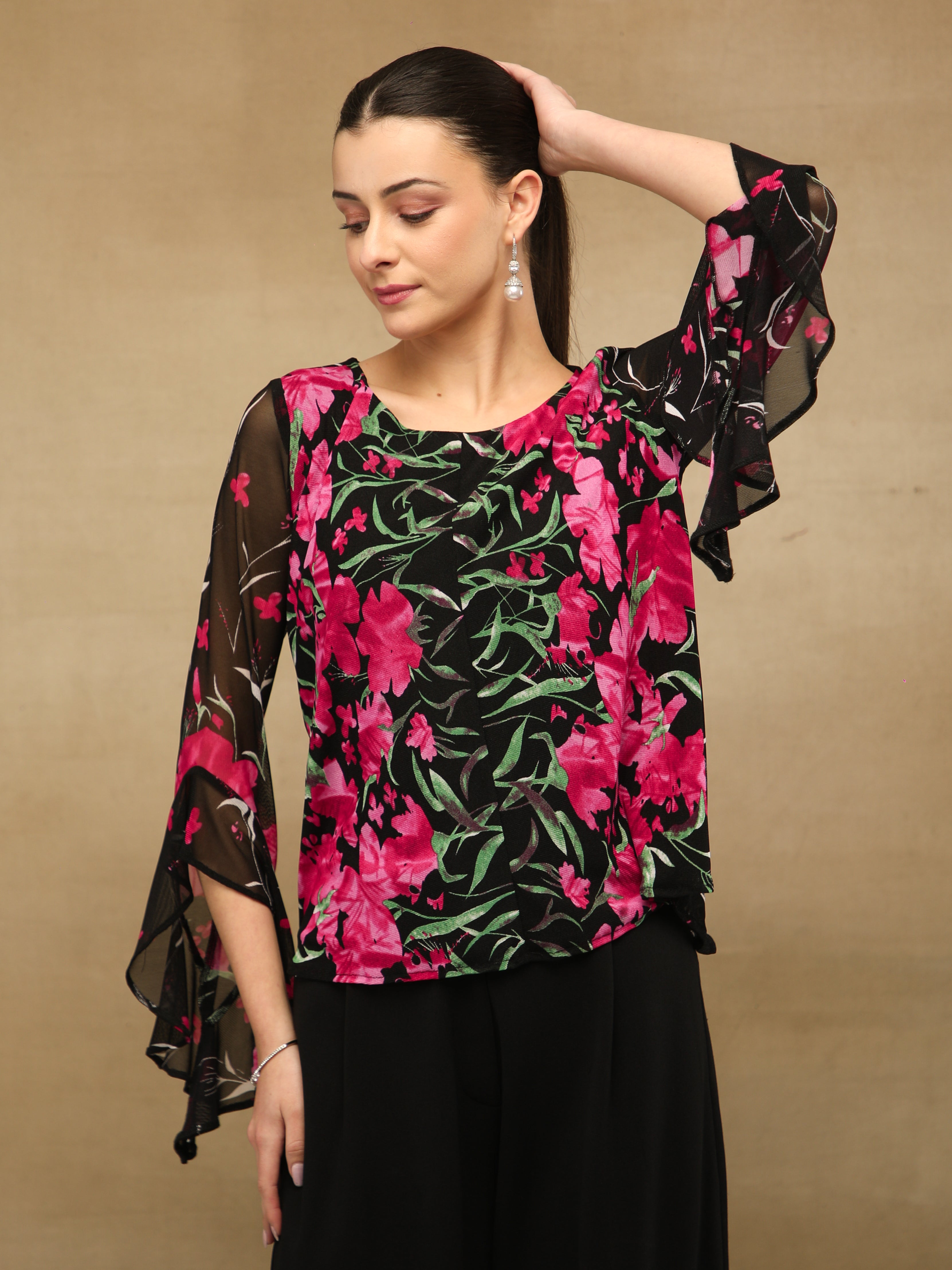 Fuchsia Bell Sleeve Top