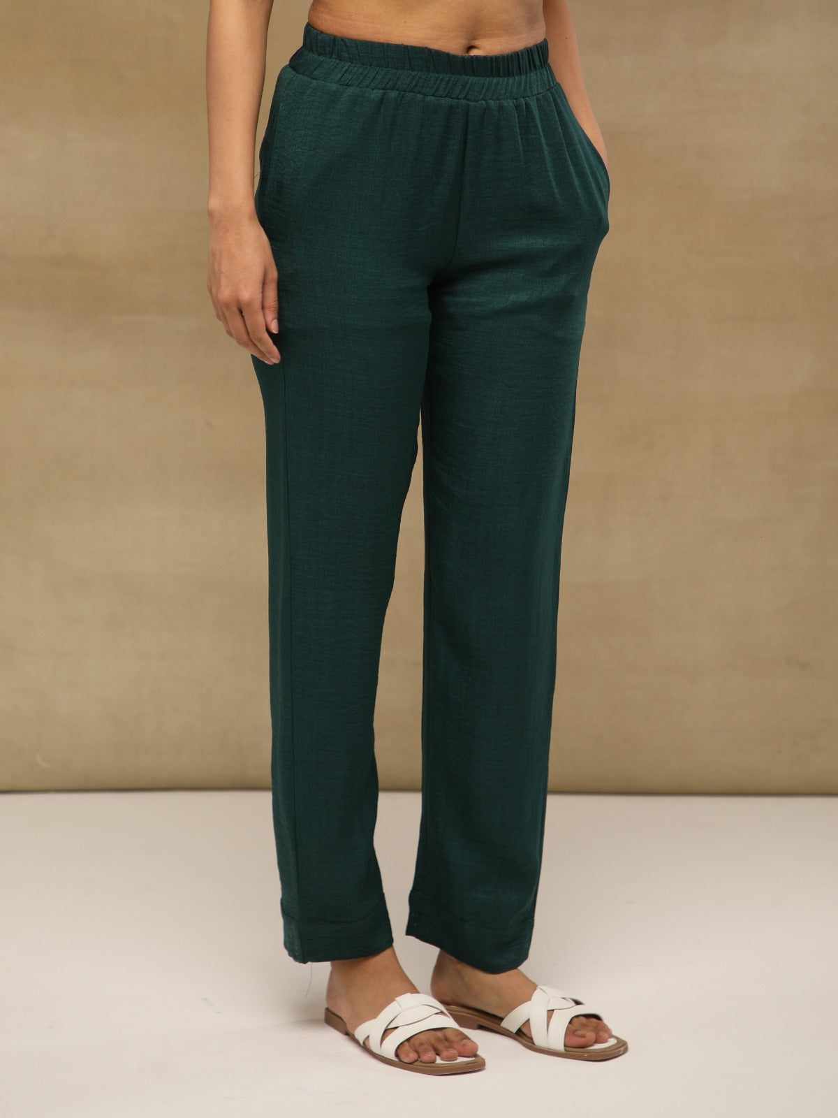 Bottle Green Swarovski Linen Co-ord Set