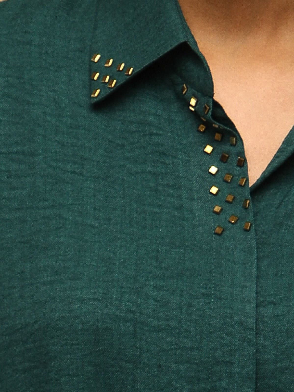 Bottle Green Swarovski Linen Co-ord Set