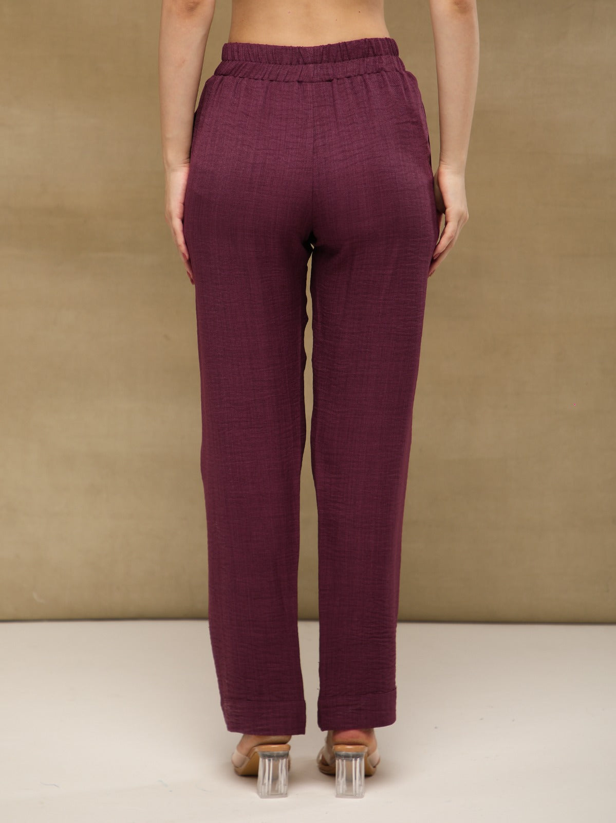 Wine Swarovski Linen Co-ord Set