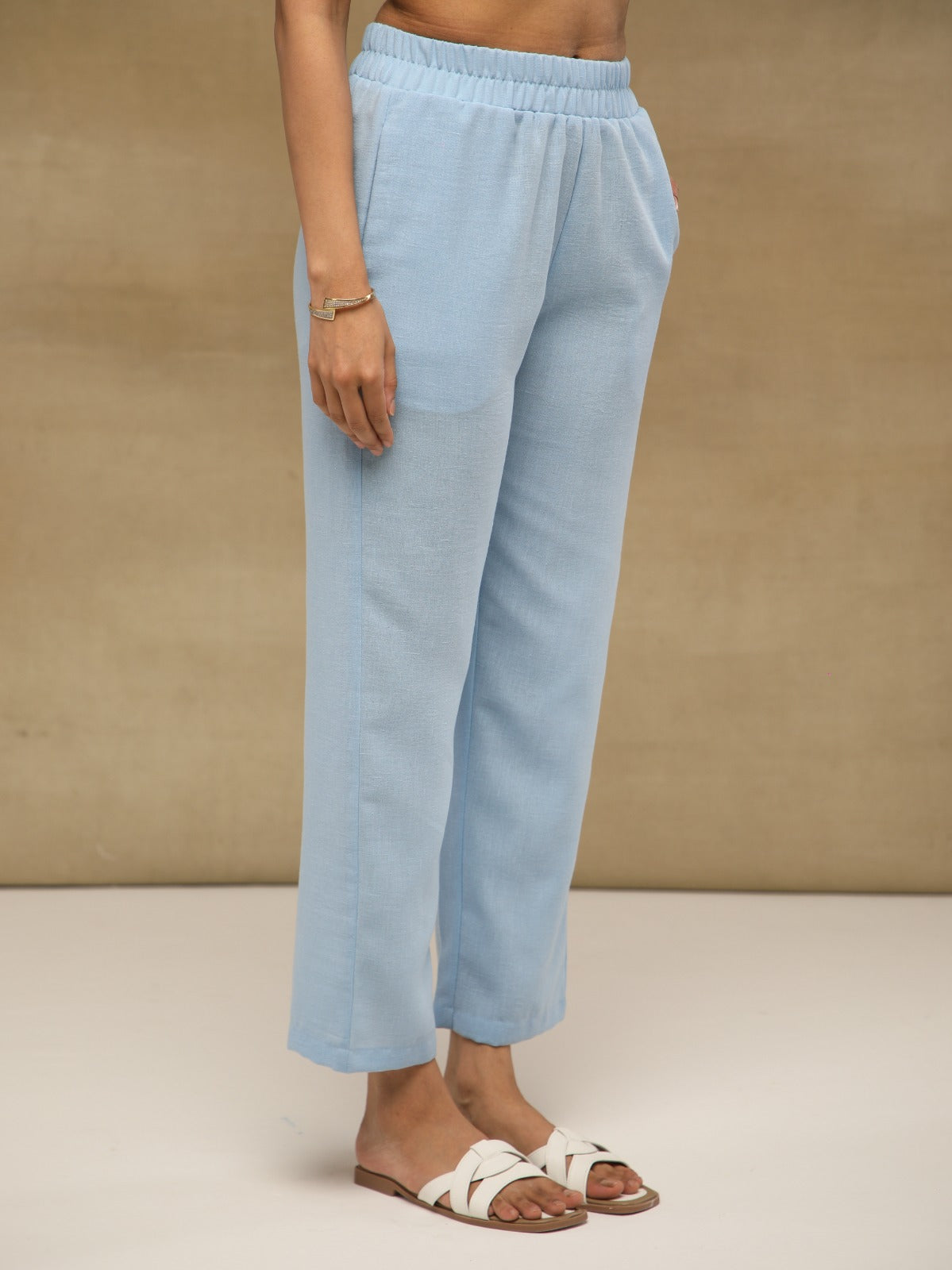 Powder Blue Crushed Linen Embroidered Co-ord Set