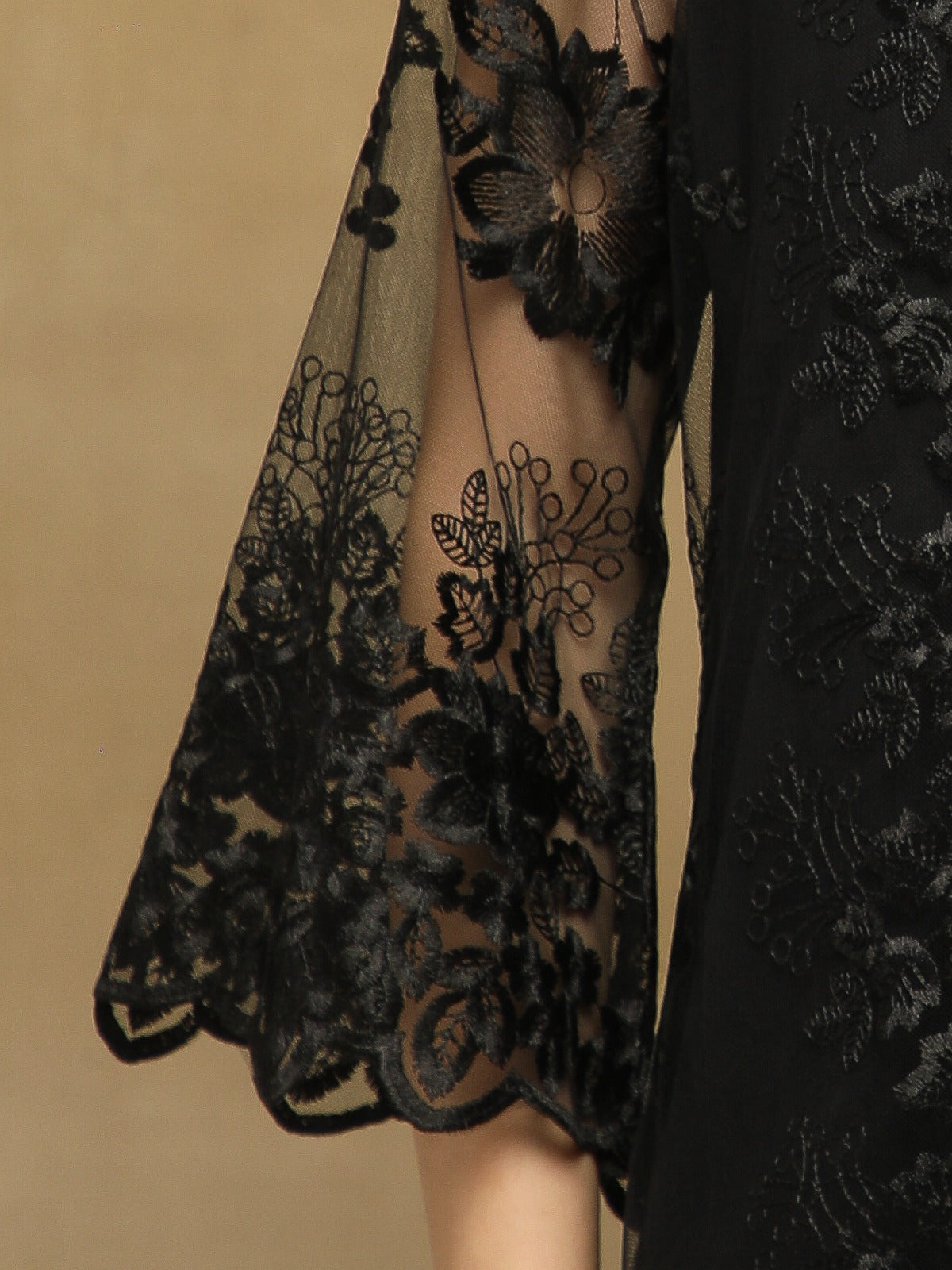 Noir Sheer Yoke Lace Shirt