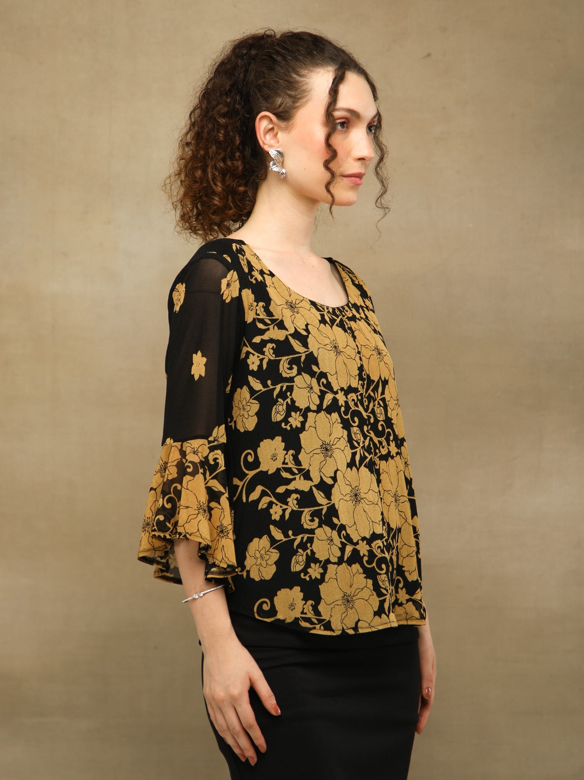 Noir Gold Floral Top