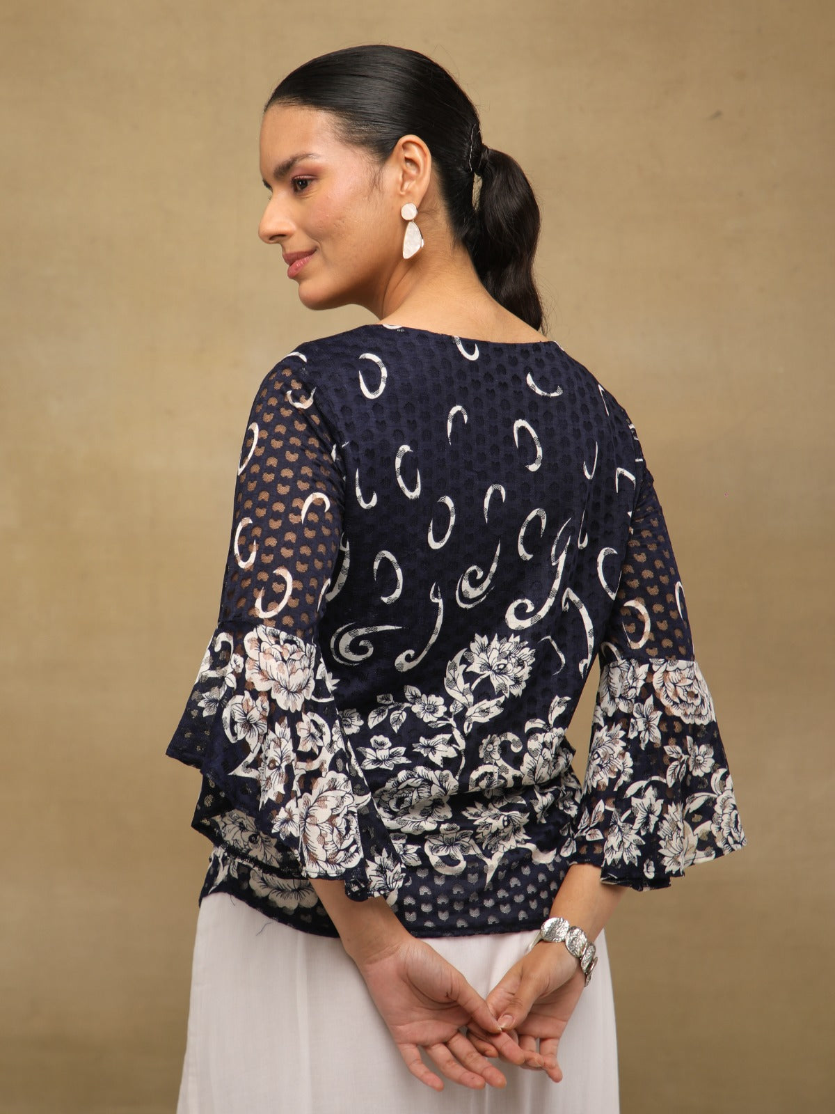 Navy Ivory Top