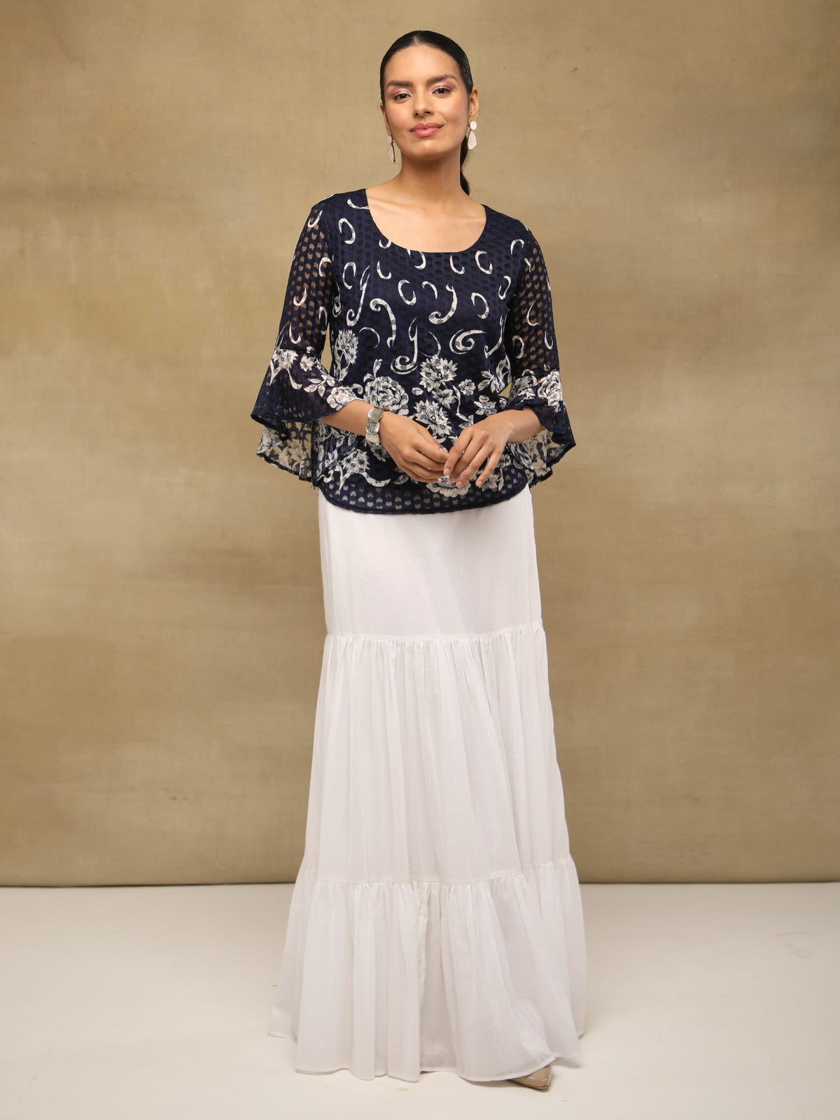 Navy Ivory Top