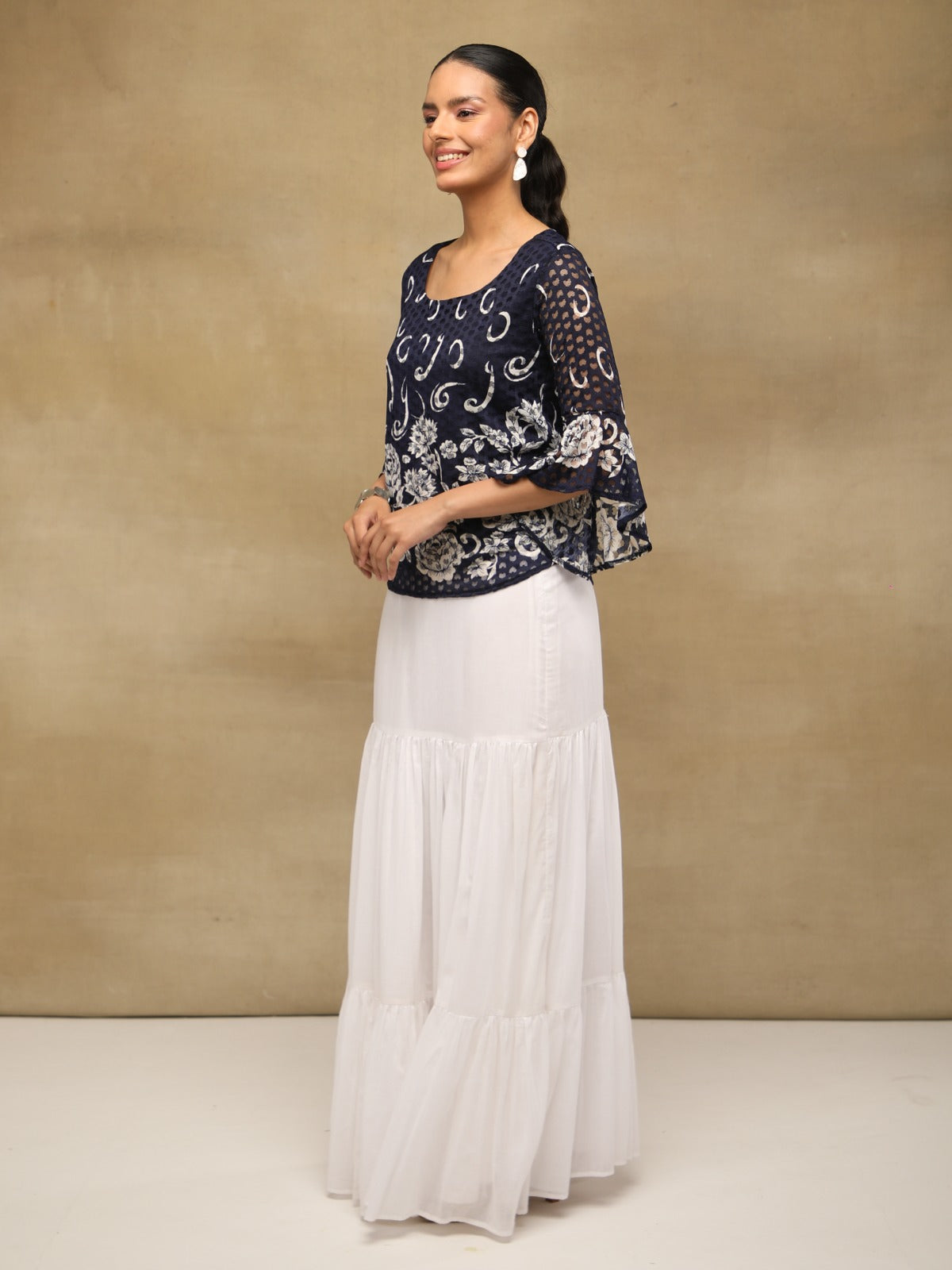 Navy Ivory Top