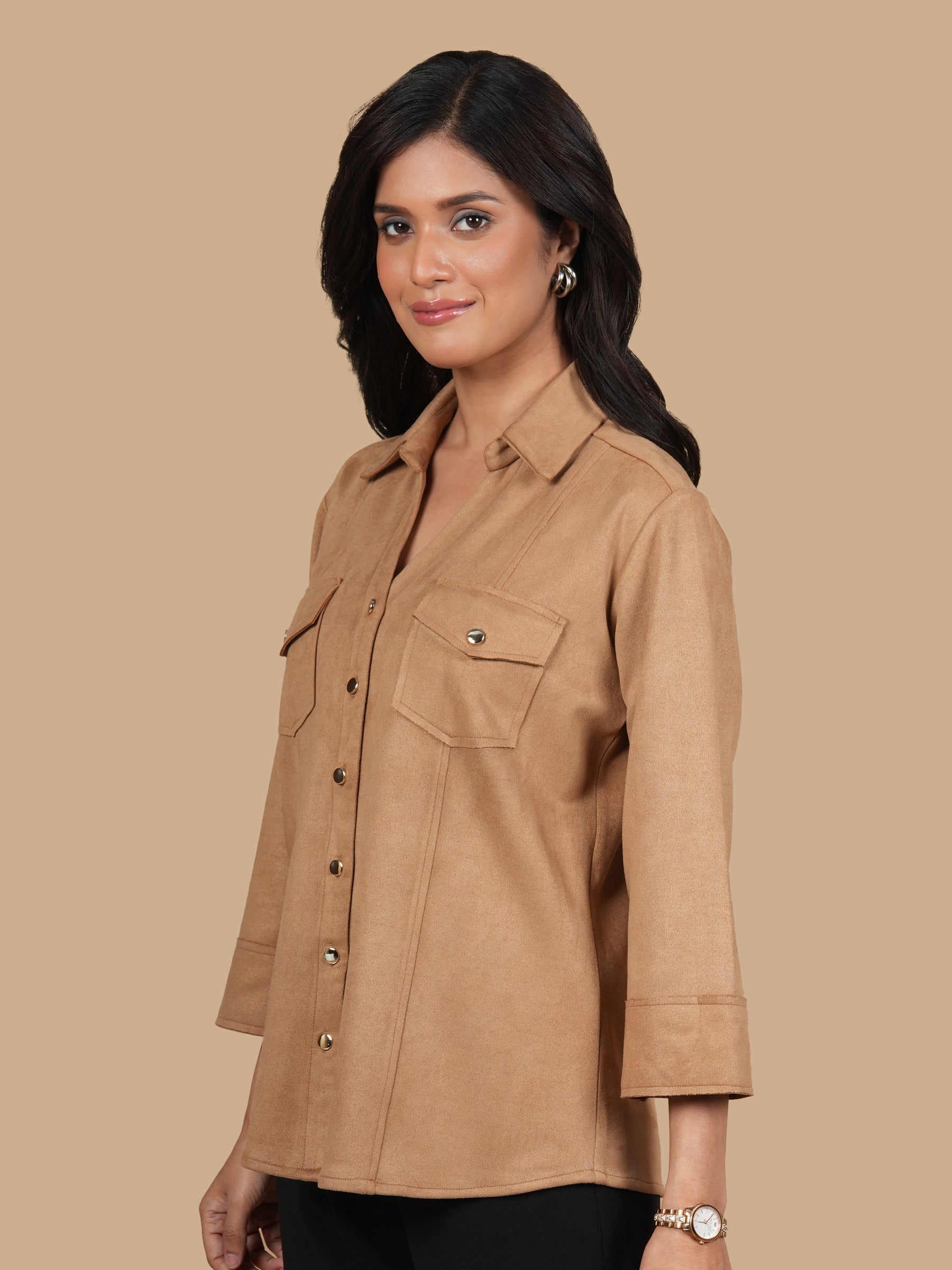 TWIN POCKET SUEDE SHIRT
