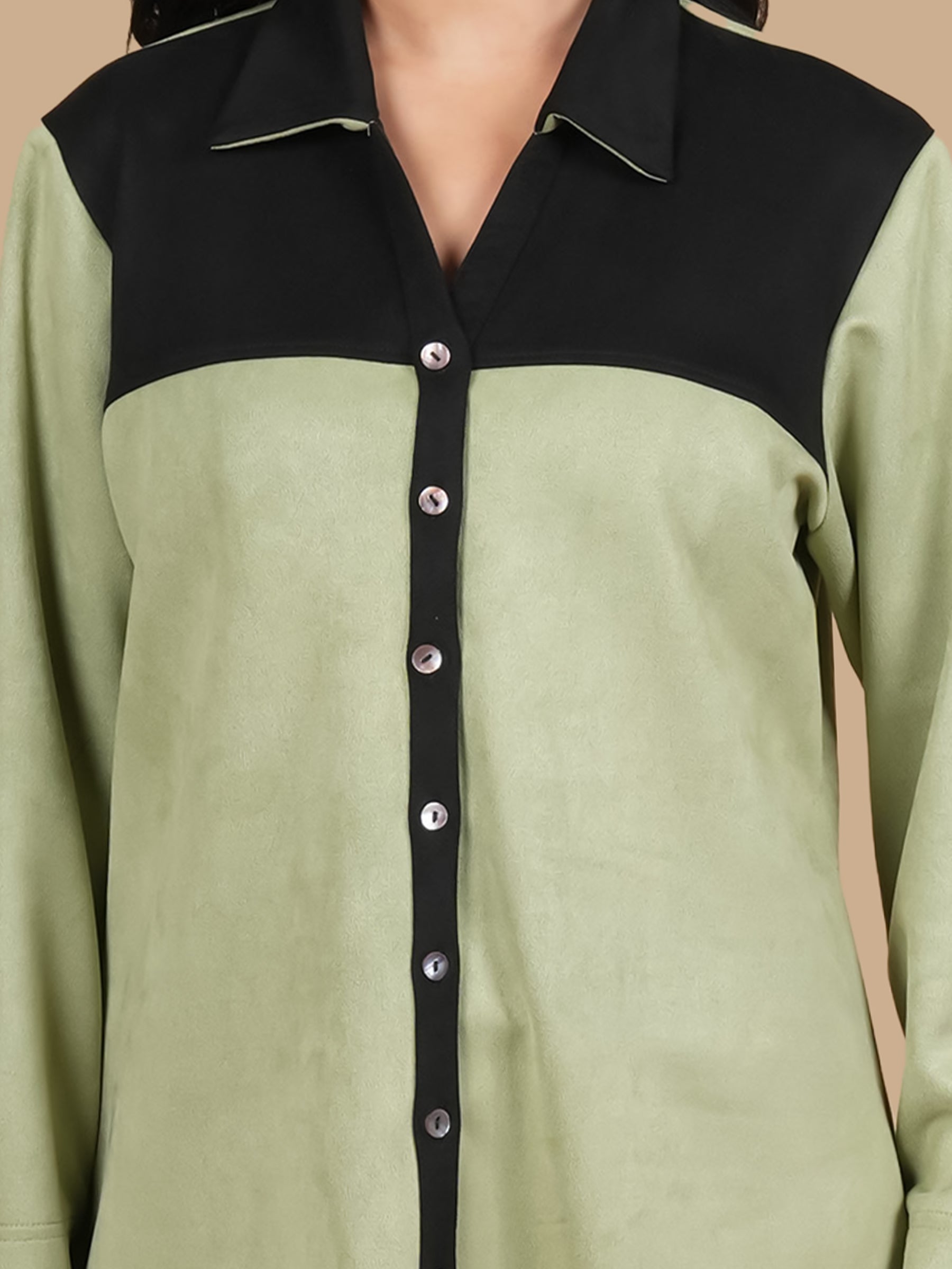 COLOURBLOCK SUEDE MINT SHIRT