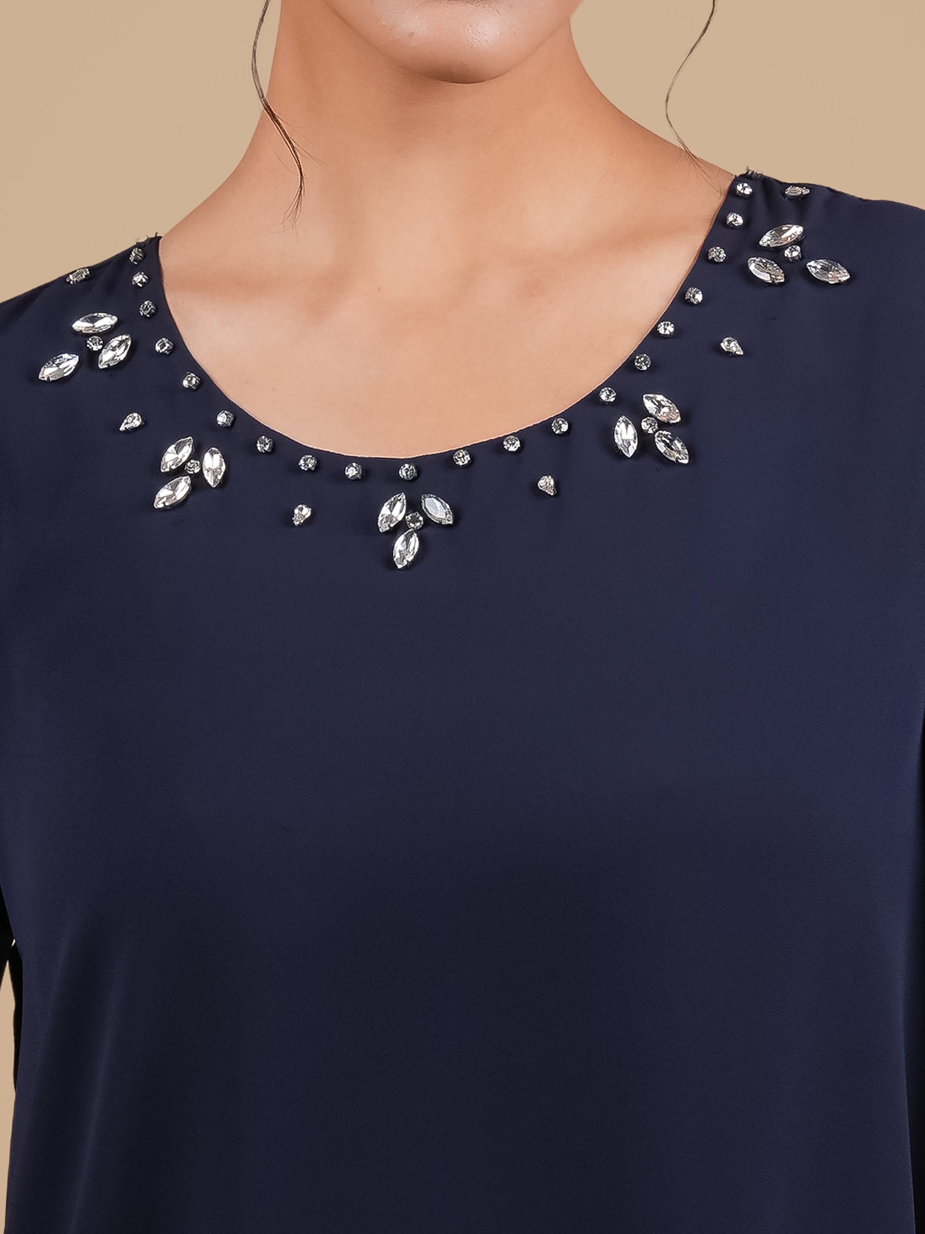 CRYSTAL CURVE NAVY TOP