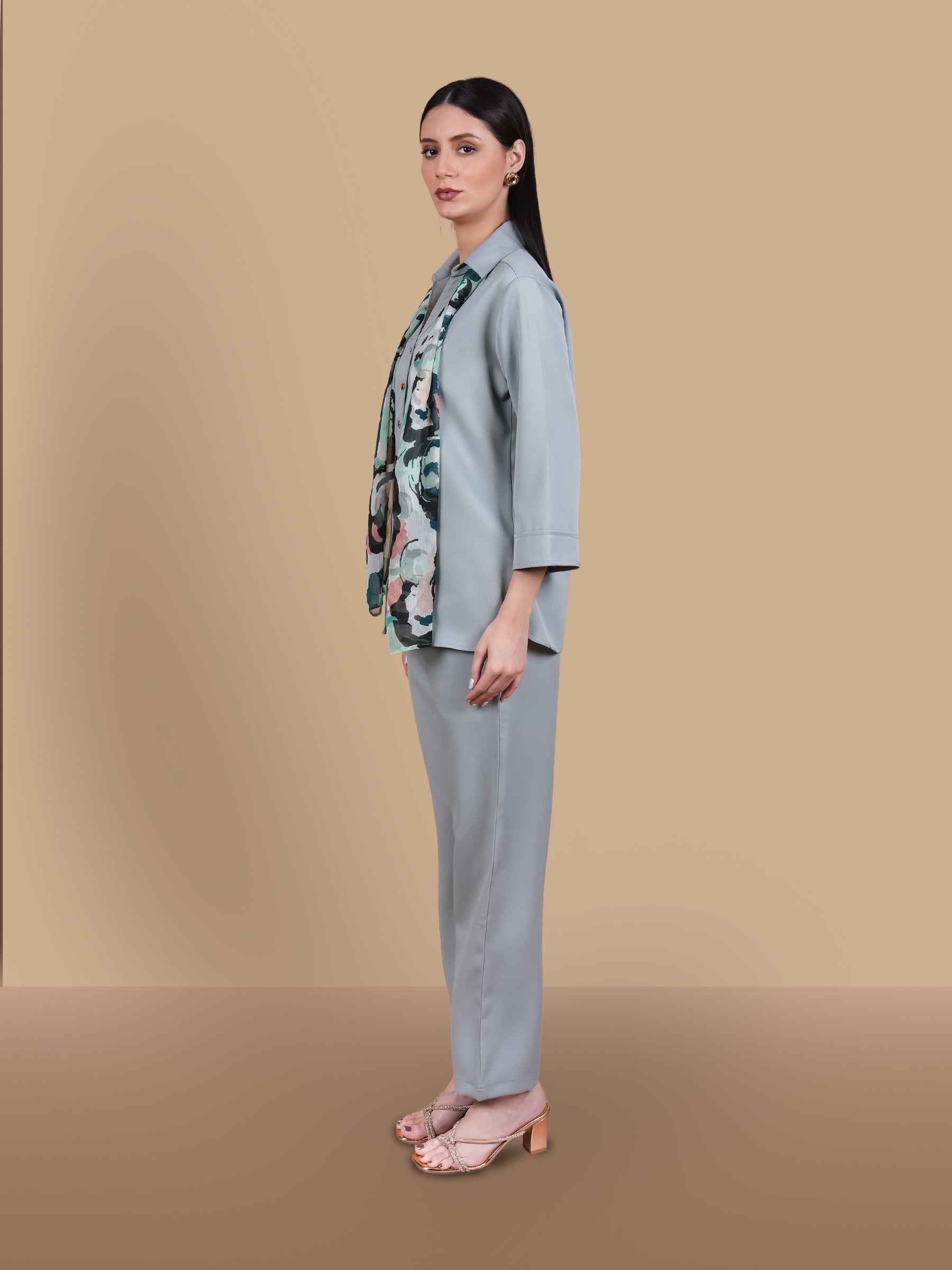 POWDER BLUE COORD SET WITH  SCARF