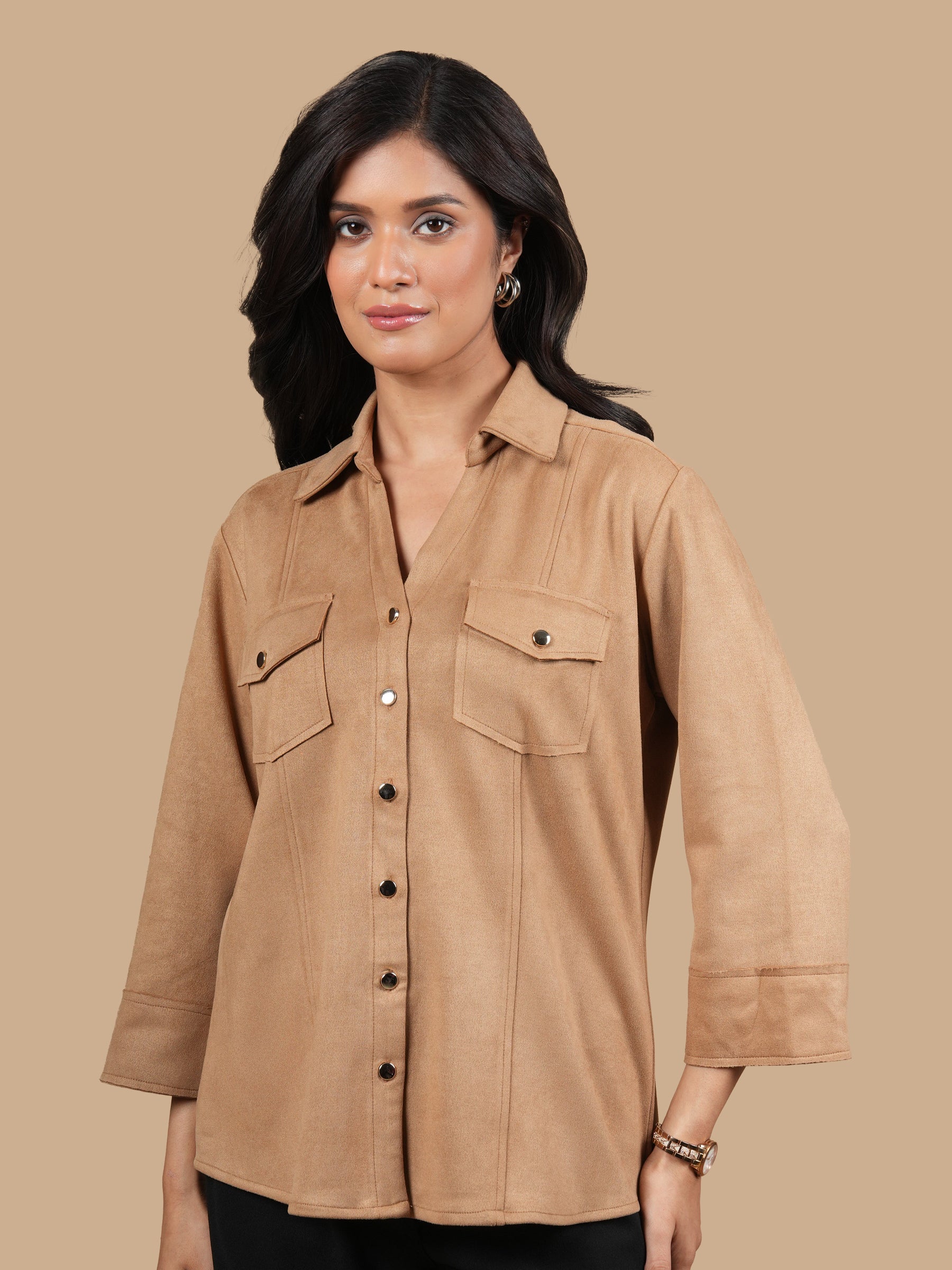 TWIN POCKET SUEDE SHIRT