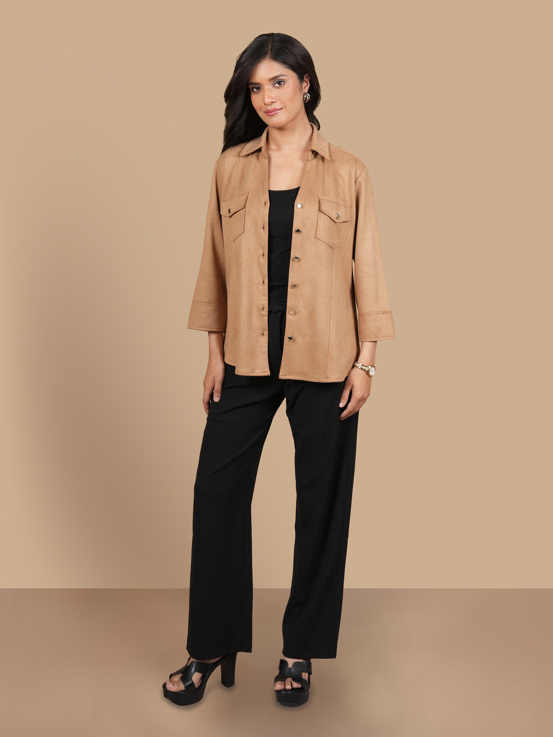 TWIN POCKET SUEDE SHIRT