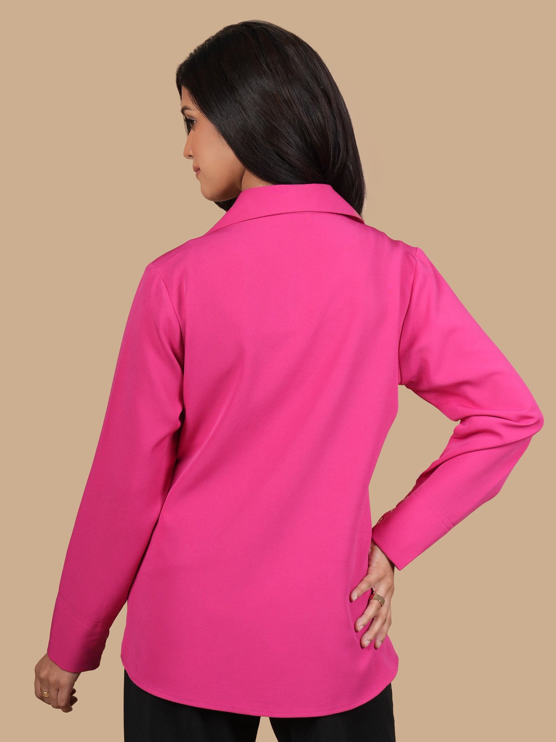 FLORAL EMBROIDERY MAGENTA SHIRT