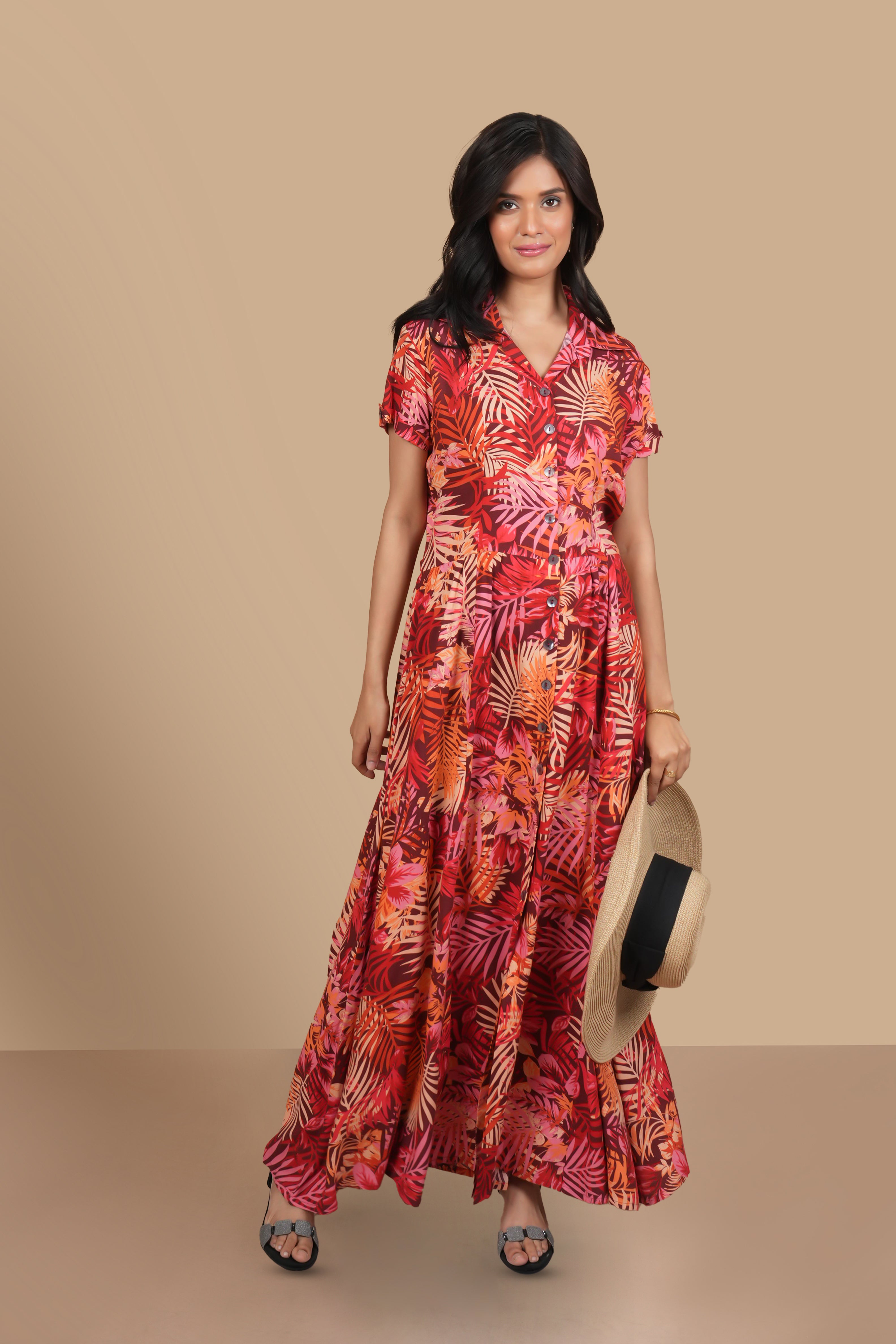 PETALS IN THE BREEZE  MAROON MAXI DRESS