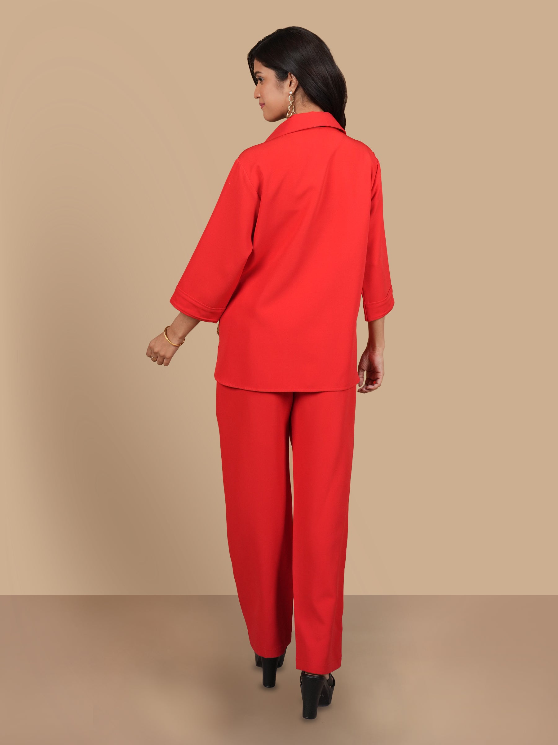 RED COORD SET WITH  SCARF